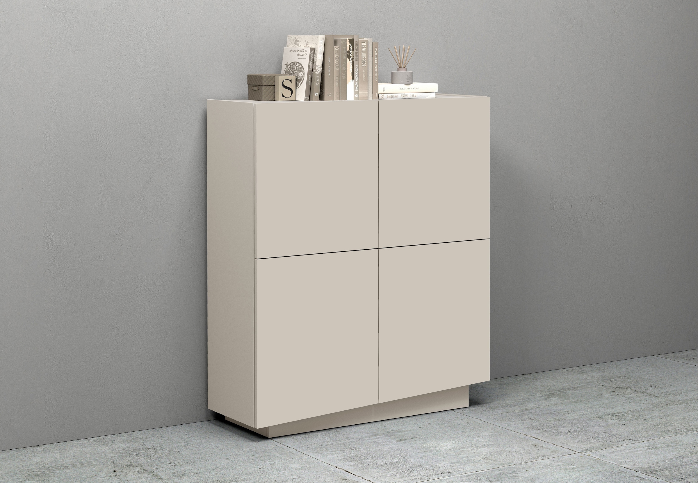 INOSIGN Highboard »VELA, Highboard, Höhe 120 cm,Design mit schrägen Türen«, (1 St.), Made in Italy, Maße-B/T/H: 100x35x120,hohes Sideboard,Anrichte,Kommode