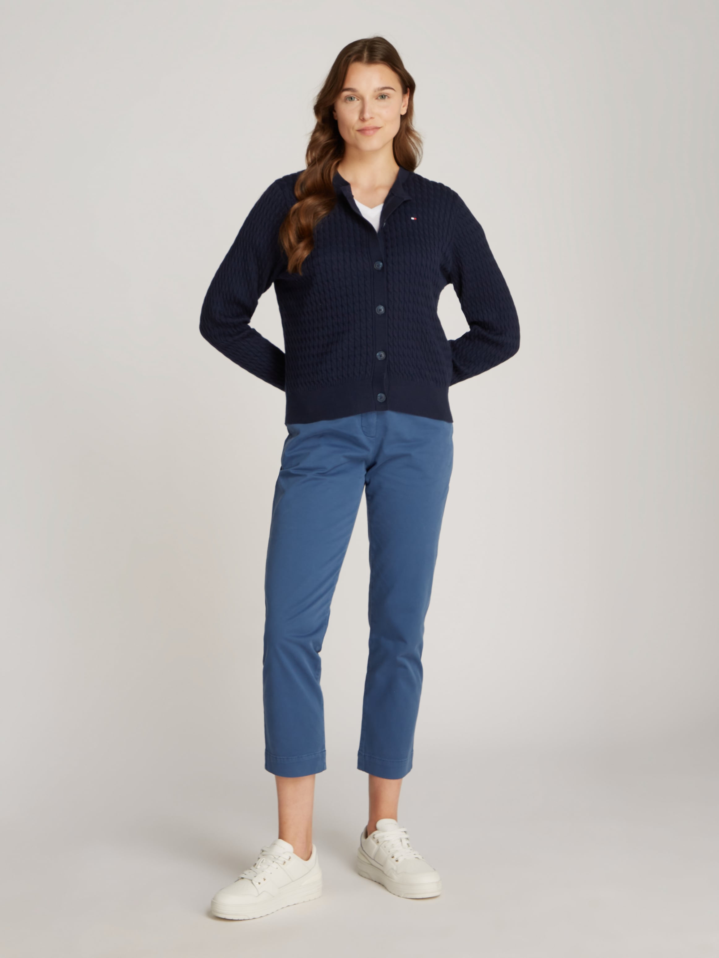 Tommy Hilfiger Strickjacke »CO CABLE C-NK CARDIGAN«, mit Zopfstruktur