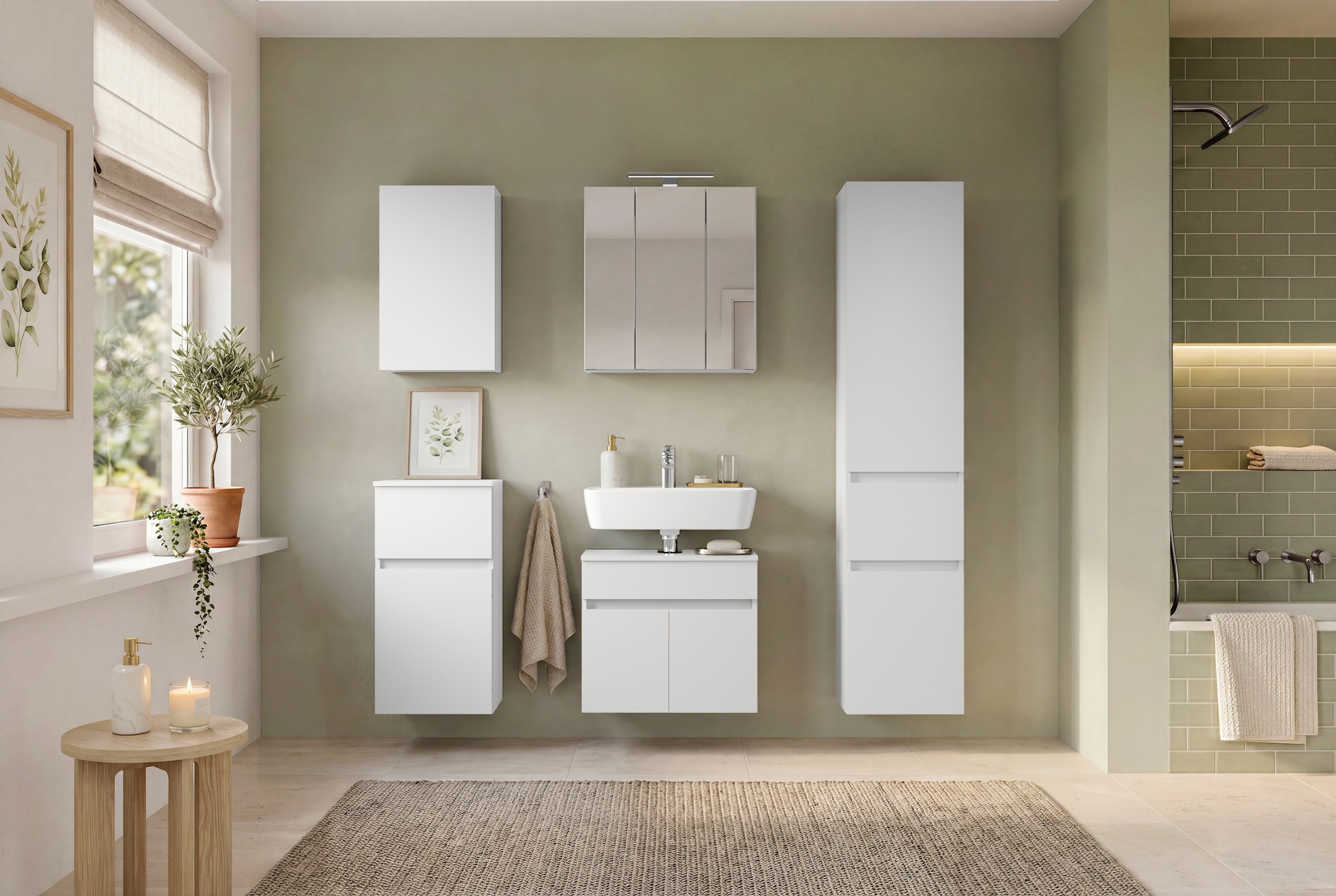 OTTO home Waschbeckenunterschrank »Bozen, Unterbeckenschrank 60 cm« griffloses Design, Maße (B/T/H): 60/35/54 cm