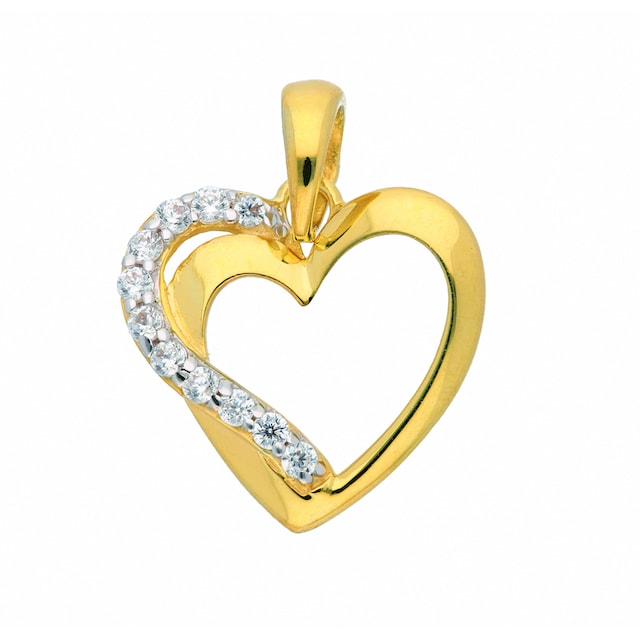 Adelia´s Kettenanhänger »333 Gold Anhänger Herz mit Zirkonia«, mit Zirkonia  Goldschmuck für Damen online kaufen | BAUR