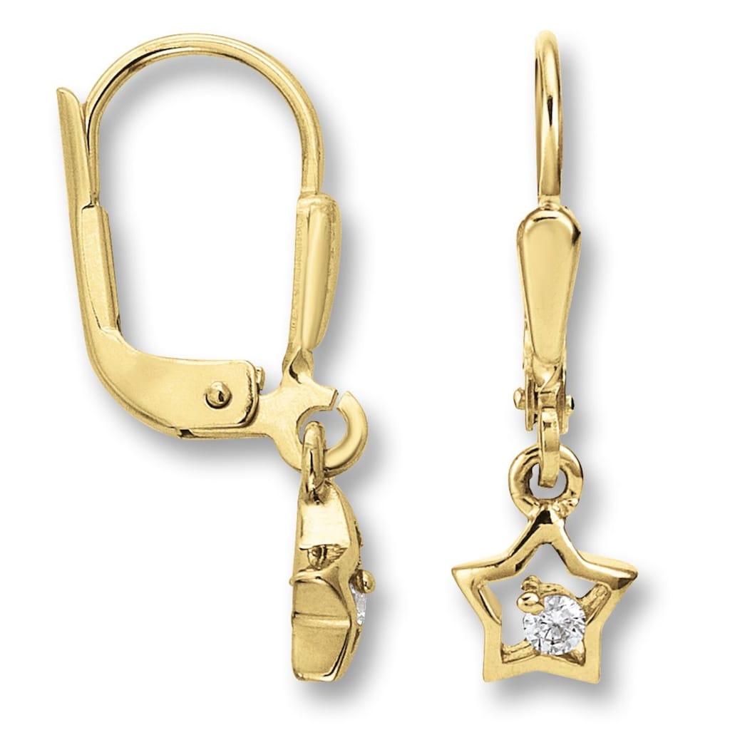 ONE ELEMENT Paar Ohrhänger »Zirkonia Stern Ohrringe Ohrhänger aus 333 Gelbgold«