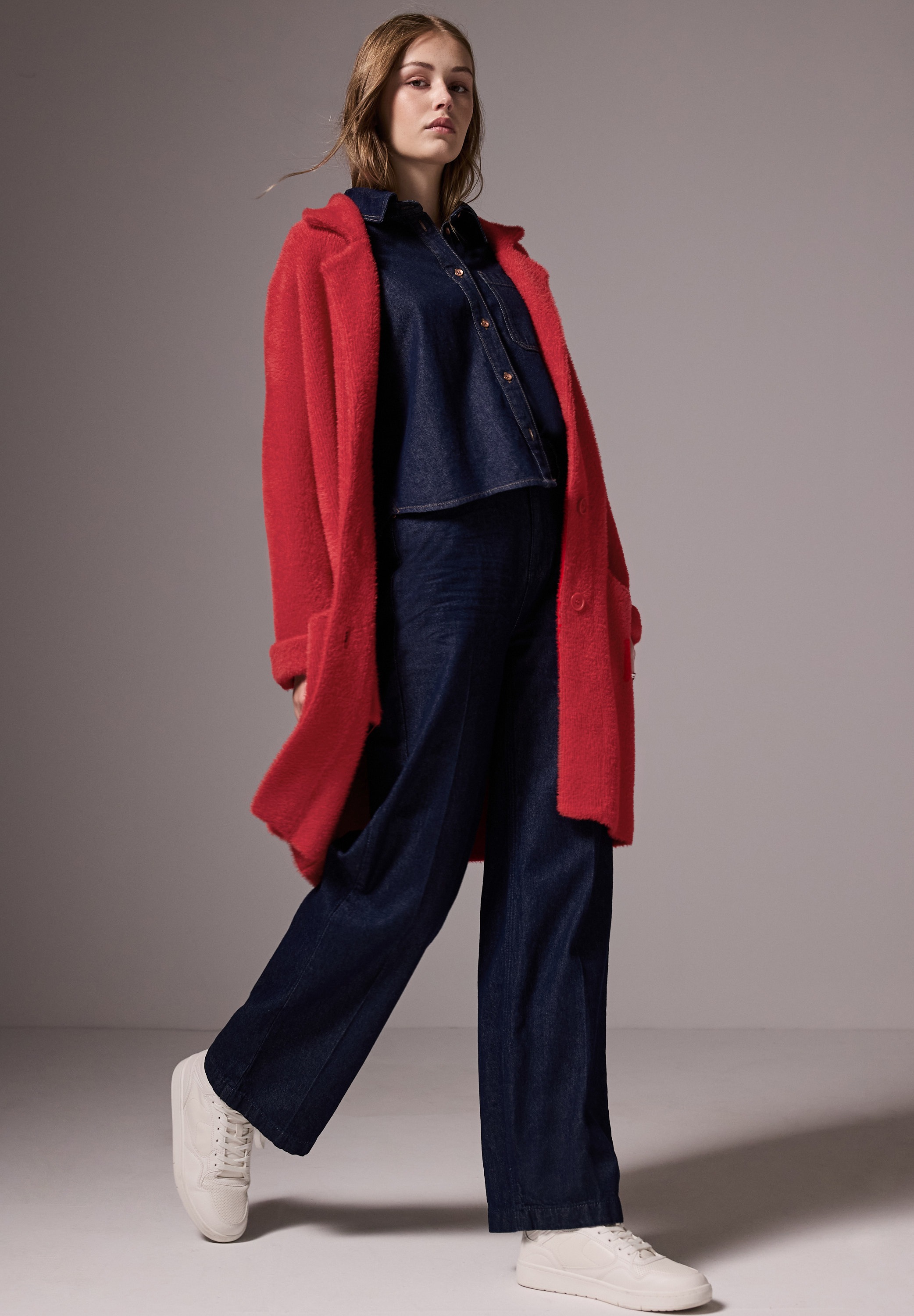 STREET ONE STUDIO Longstrickjacke mit Federgarn