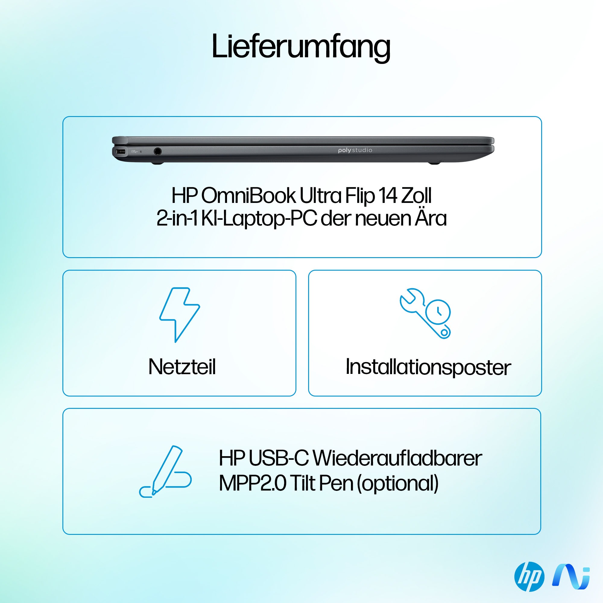 HP Convertible Notebook »HP OmniBook Flip 14-fh0079ng«, 35,6 cm, / 14 Zoll, Intel, Core Ultra 7, ARC, 2000 GB SSD