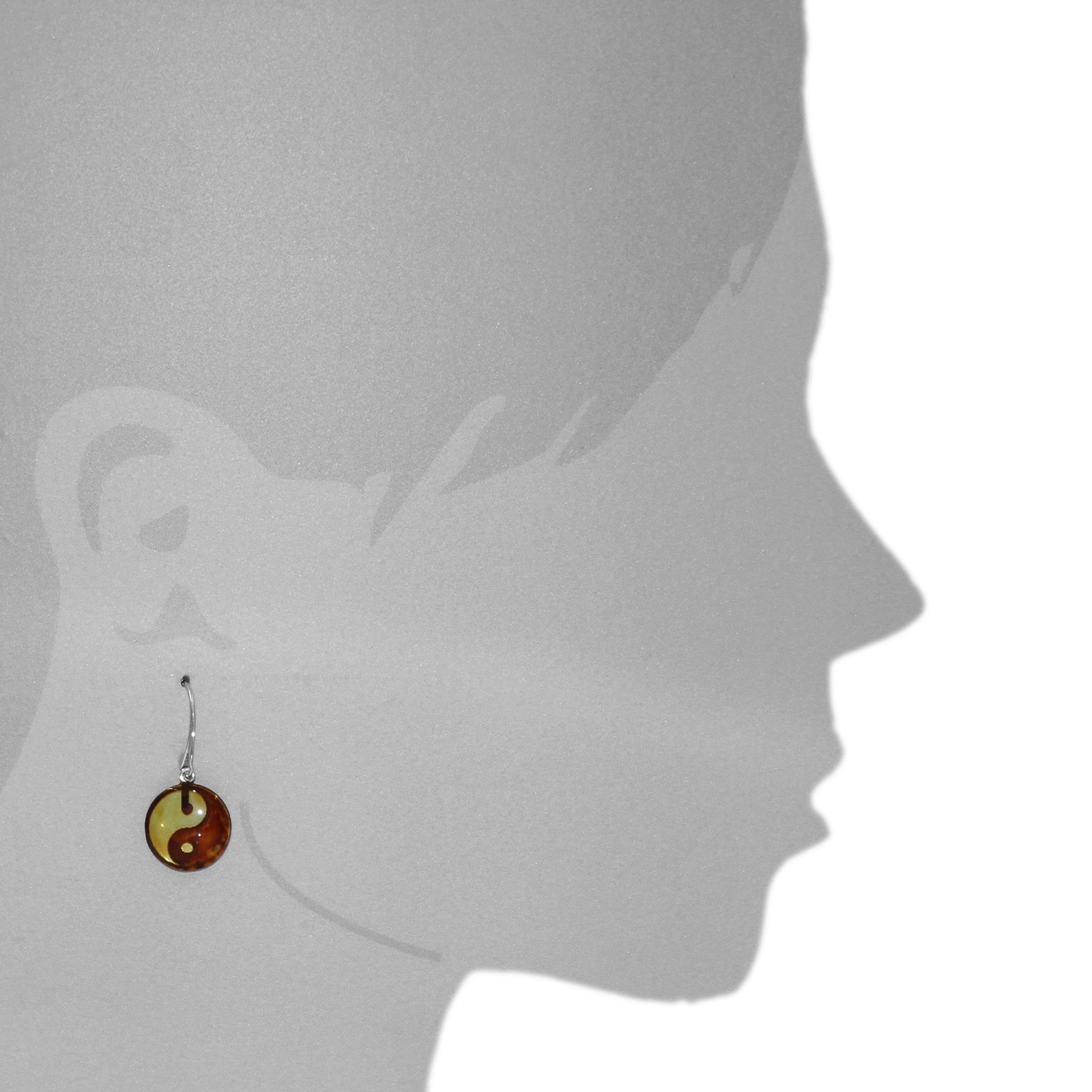 OSTSEE-SCHMUCK Paar Ohrhänger »- Yin-Yang - Silber 925/000 - Bernstein«