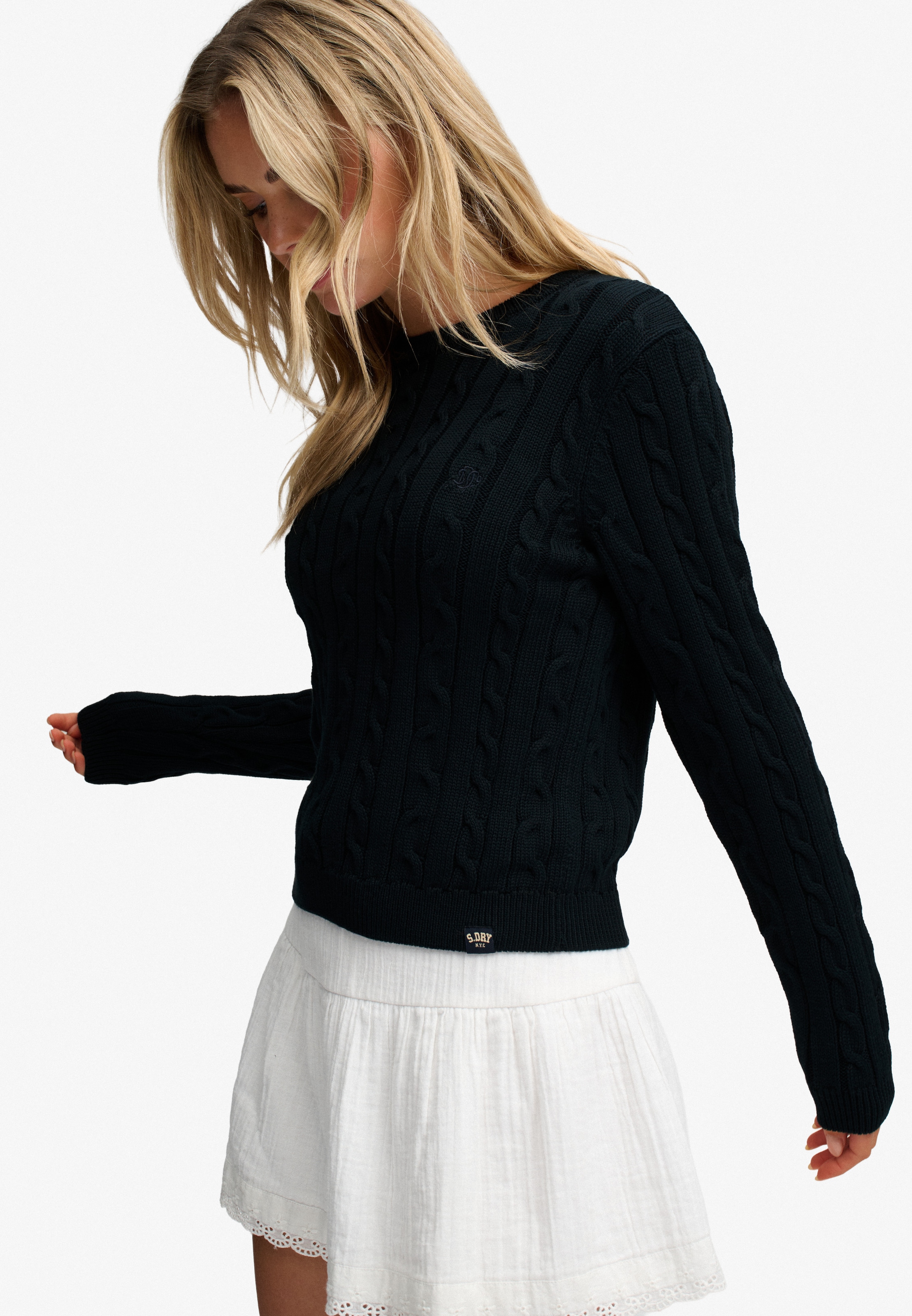 Superdry Strickpullover »ESSENTIALS SD&CO CABLE JUMPER« Kunstfaser, relaxed fit