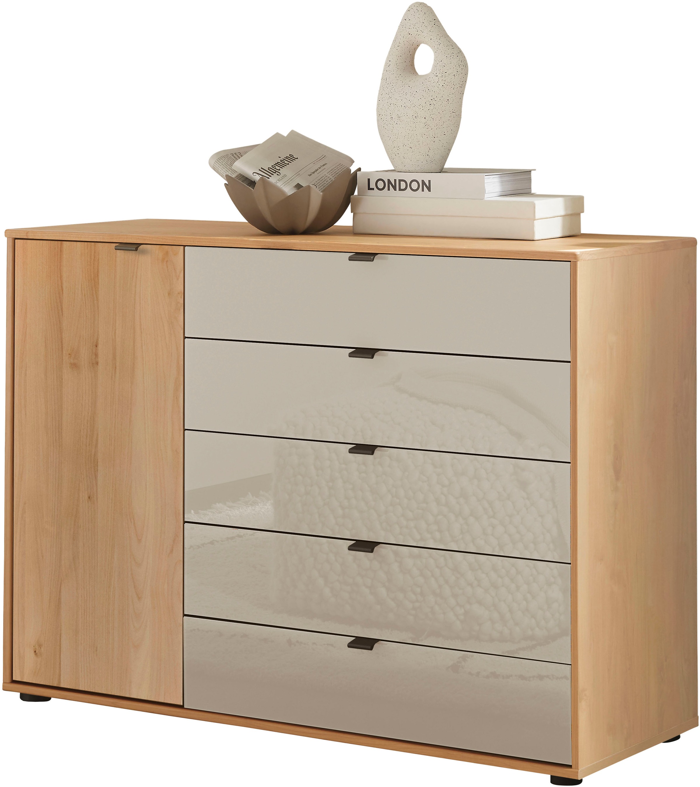 WIEMANN "Cardiff Sideboard, Wäscheschrank, teilmassiv Erle, mit Schubladen" Kommode 120x86x43 cm, braun, mit Dämpfung, MADE IN GERMANY, verschiedenen Ausführungen, inklusive Einlegeboden
