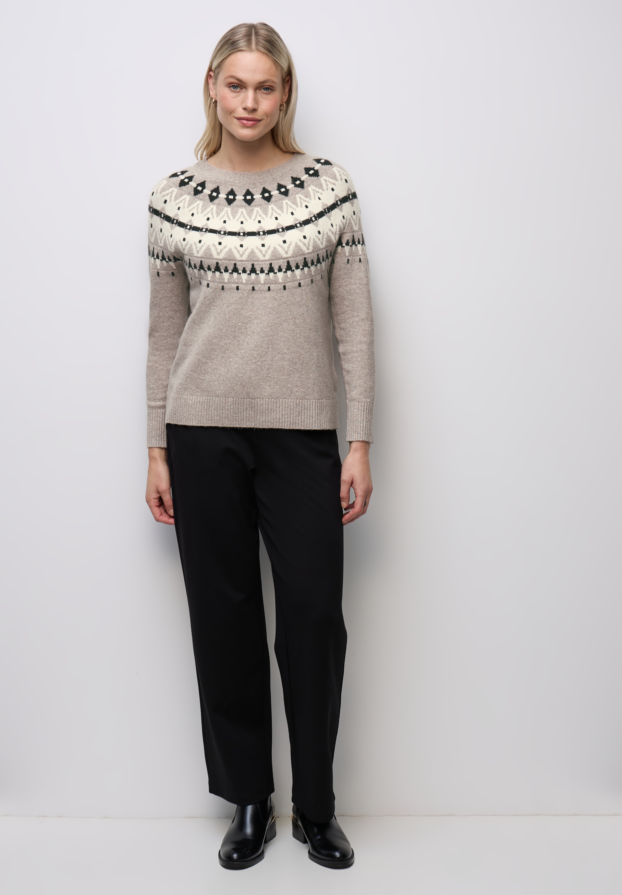 Thumbnail - STREET ONE Rundhalspullover aus elastischem Materialmix