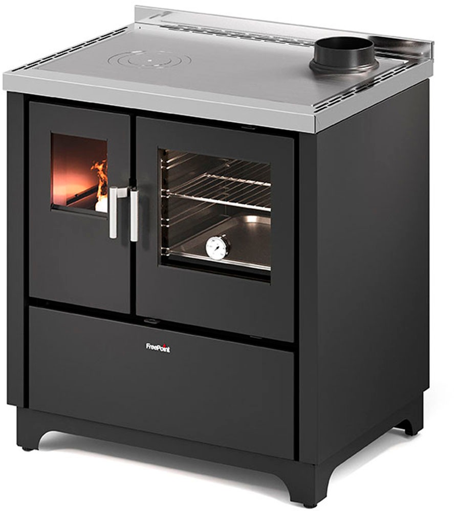 Freepoint Kaminofen Küchenherd Frida 80 schwarz