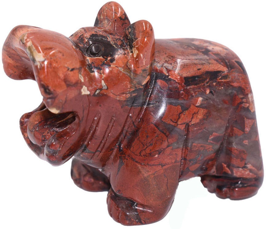Tierfigur »Schmuck Geschenk Dekofigur Farbstein Edelstein Nilpferd Jaspis«, Roter Jaspis