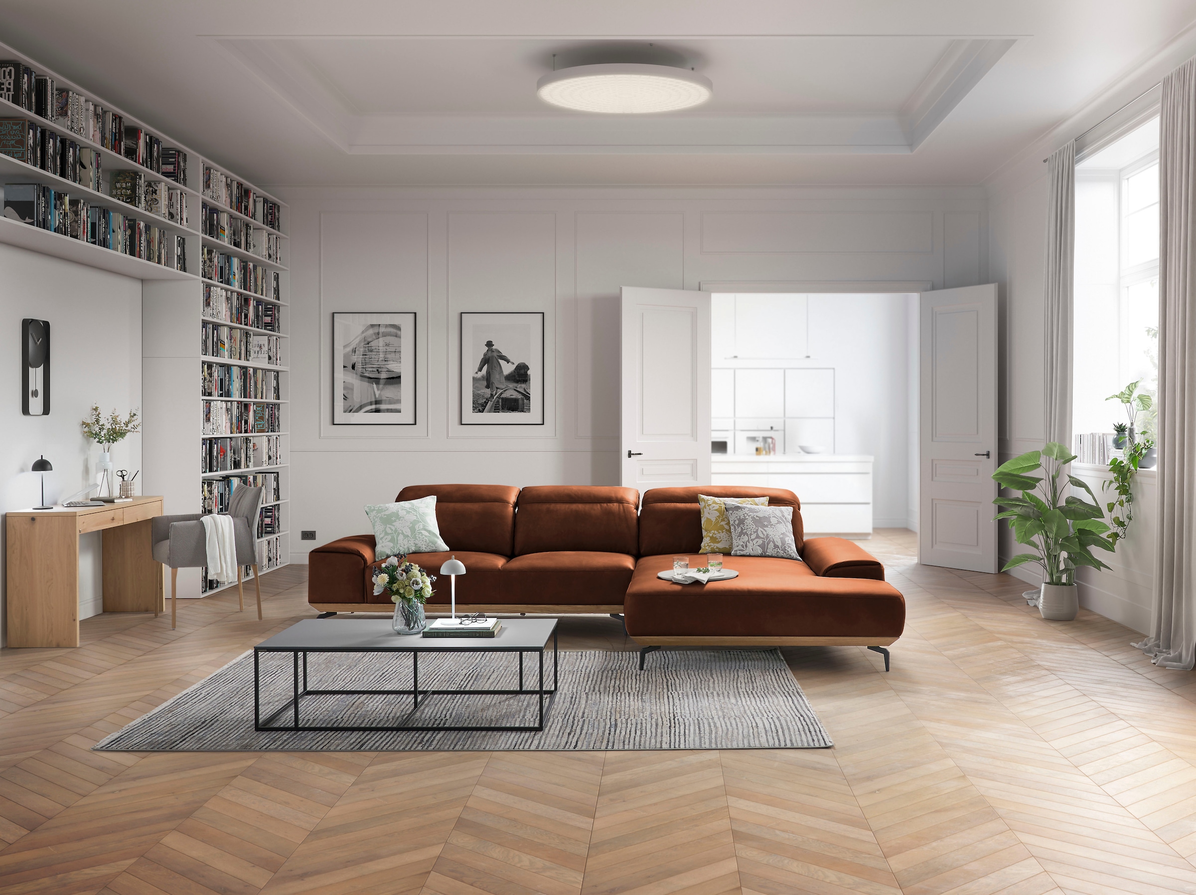 Musterring Wohnlandschaft »MR 2490« Fuß Schwarz, Sitzhöhe 46cm, wahlweise mit Funktionen, Maße 342x207 cm