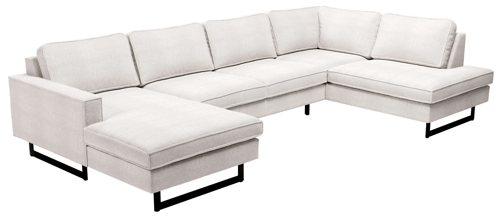 Places of Style Wohnlandschaft »Pinto, 350 cm, U-Form, XXL, mit Ottomanen«, Cord, Chenille, Lederoptik, mit Keder, Metallfüße, Wellenunterfederung