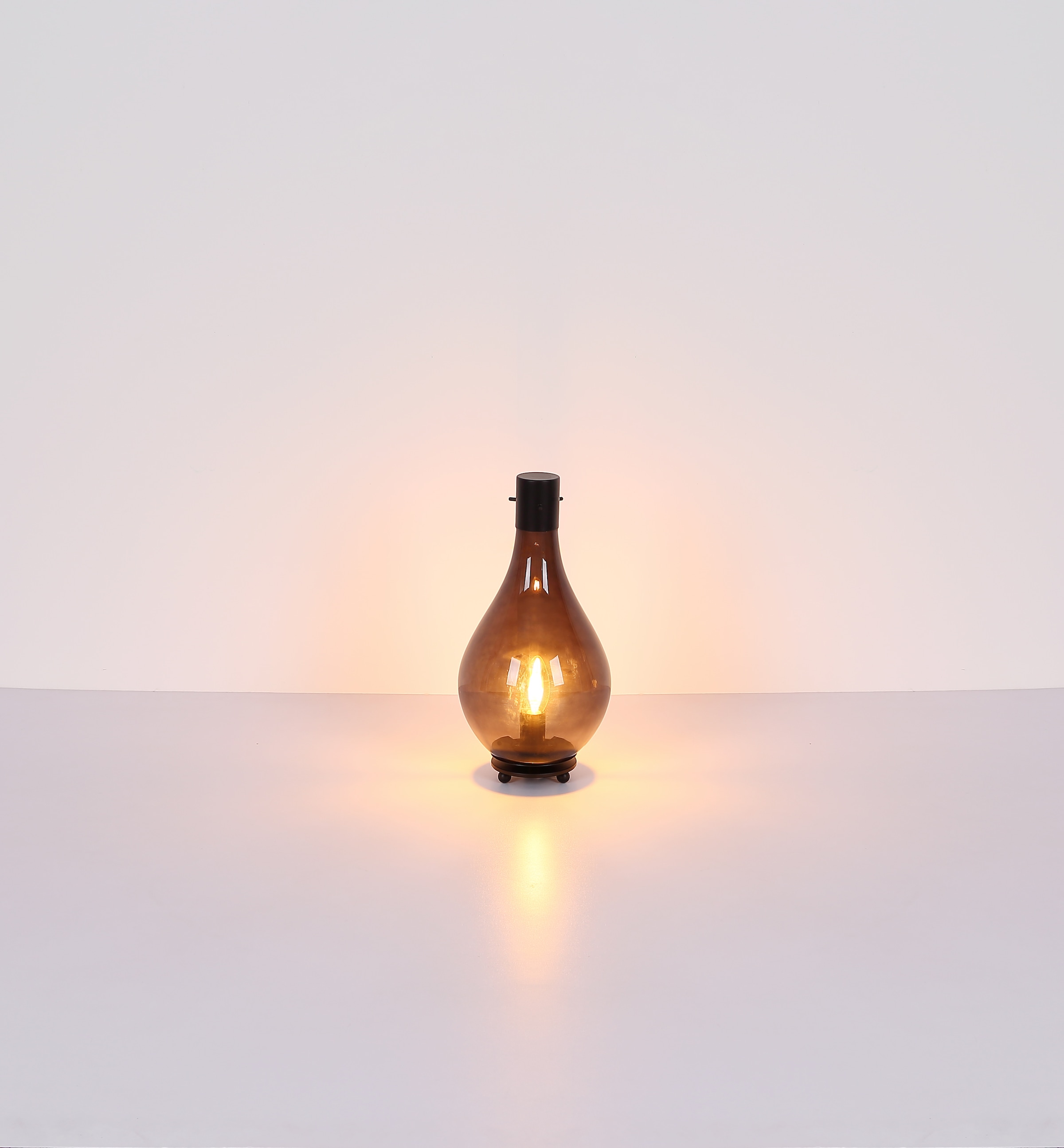 GLOBO LIGHTING Tischleuchte »OSKUS« E14 1 Stk. Tischlampe Glas rauchfarben schwarz Schlafzimmer Flur