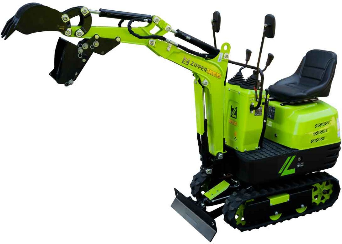 ZIPPER Minibagger Set,  6,3 kW Benzinmotor mit Elektrostarter