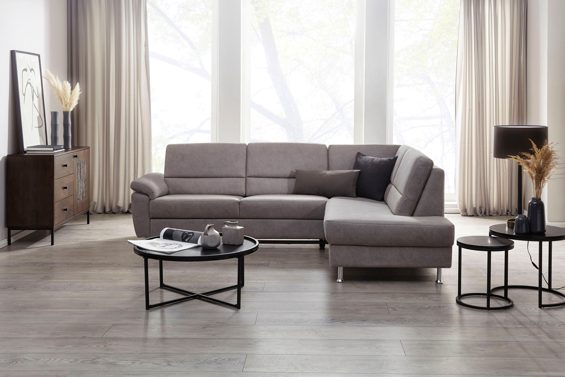 CALIZZA INTERIORS Ecksofa »Onyx L-Form«, Ottomane links oder rechts, wahlweise mit Bettfunktion, Breite 257 cm