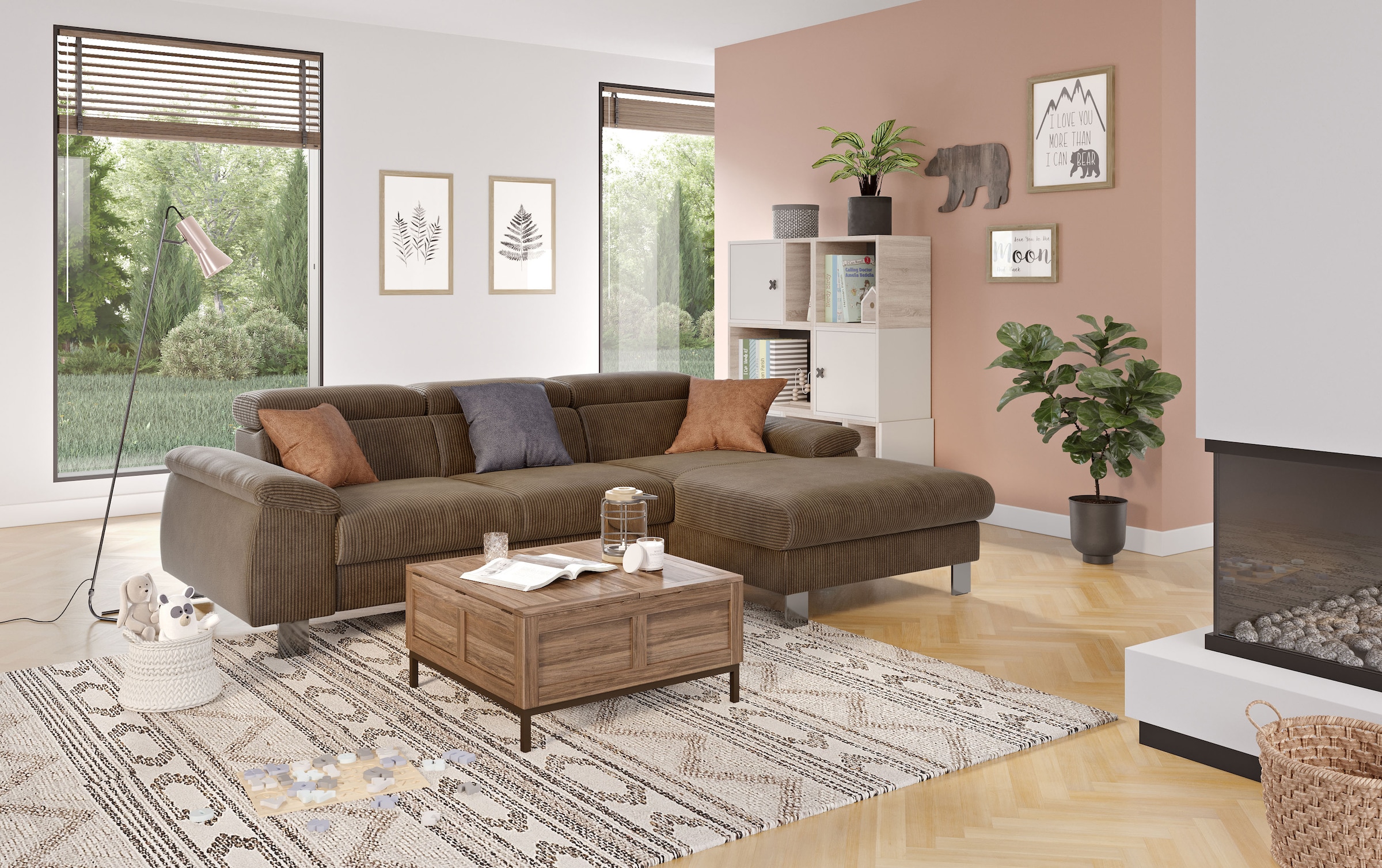 COTTA Ecksofa "Komaris L-Form, B: 244 cm" mit Kopfteilverstellung, optional Schlaffunktion, Bettkasten & Licht