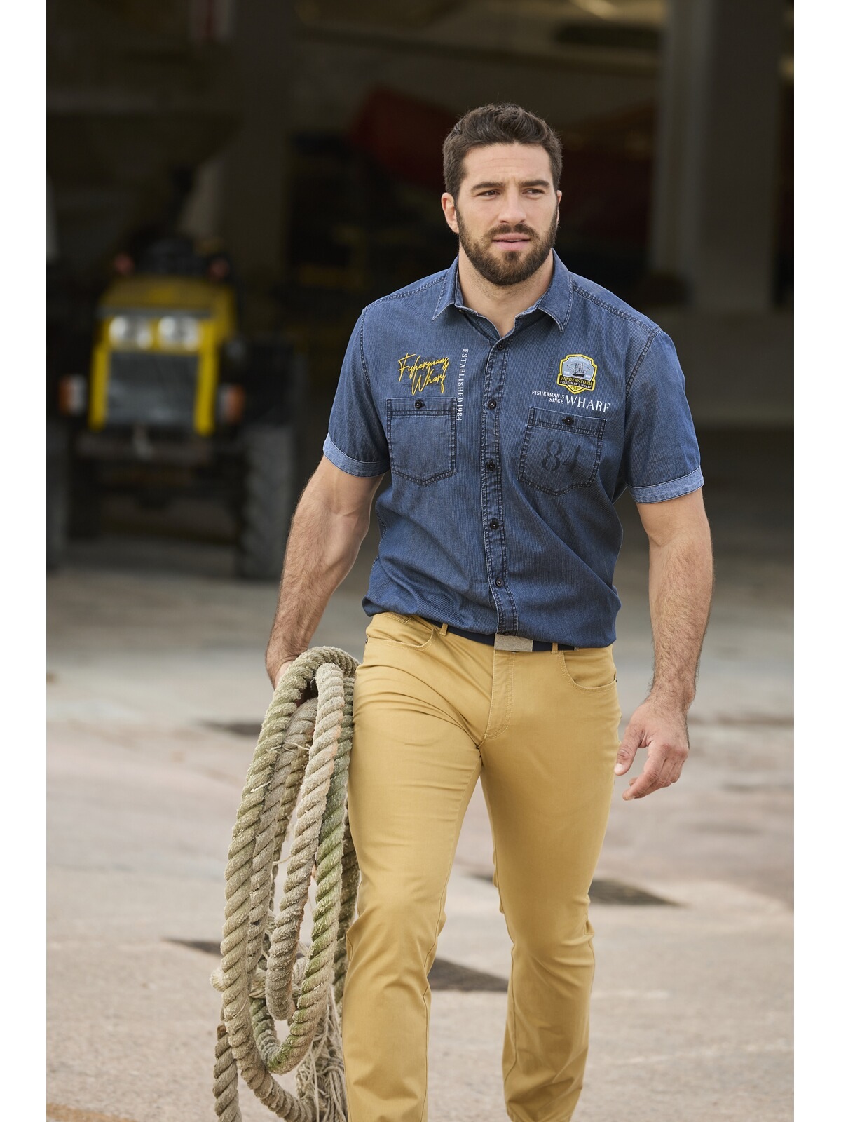 Jan Vanderstorm Jeanshemd »Kurzarmhemd LANDOLF«, (1 tlg.), in Denim-Look