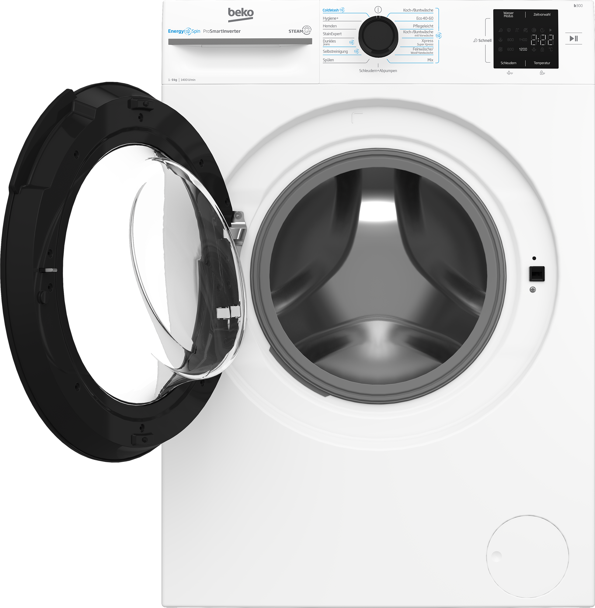 BEKO Waschmaschine »BM3WFU3941X«, 9 kg, 1400 U/min, Waschen mit EnergySpin: Bis zu 35 % Energie sparen – nicht nur in Eco