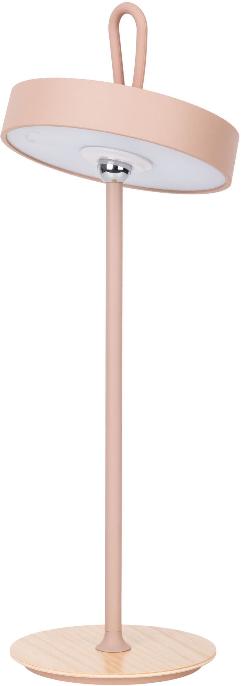 OTTO home LED Tischleuchte »Ellvra mit Holzfuß, abnehmbares Kopfteil als Hängeleuchte verwendbar« LED-Modul 1 Stk. Warmweiß aufladbar, inkl Akku + USB Kabel, Kopfteil magnetisch, abnehmbar, Holz