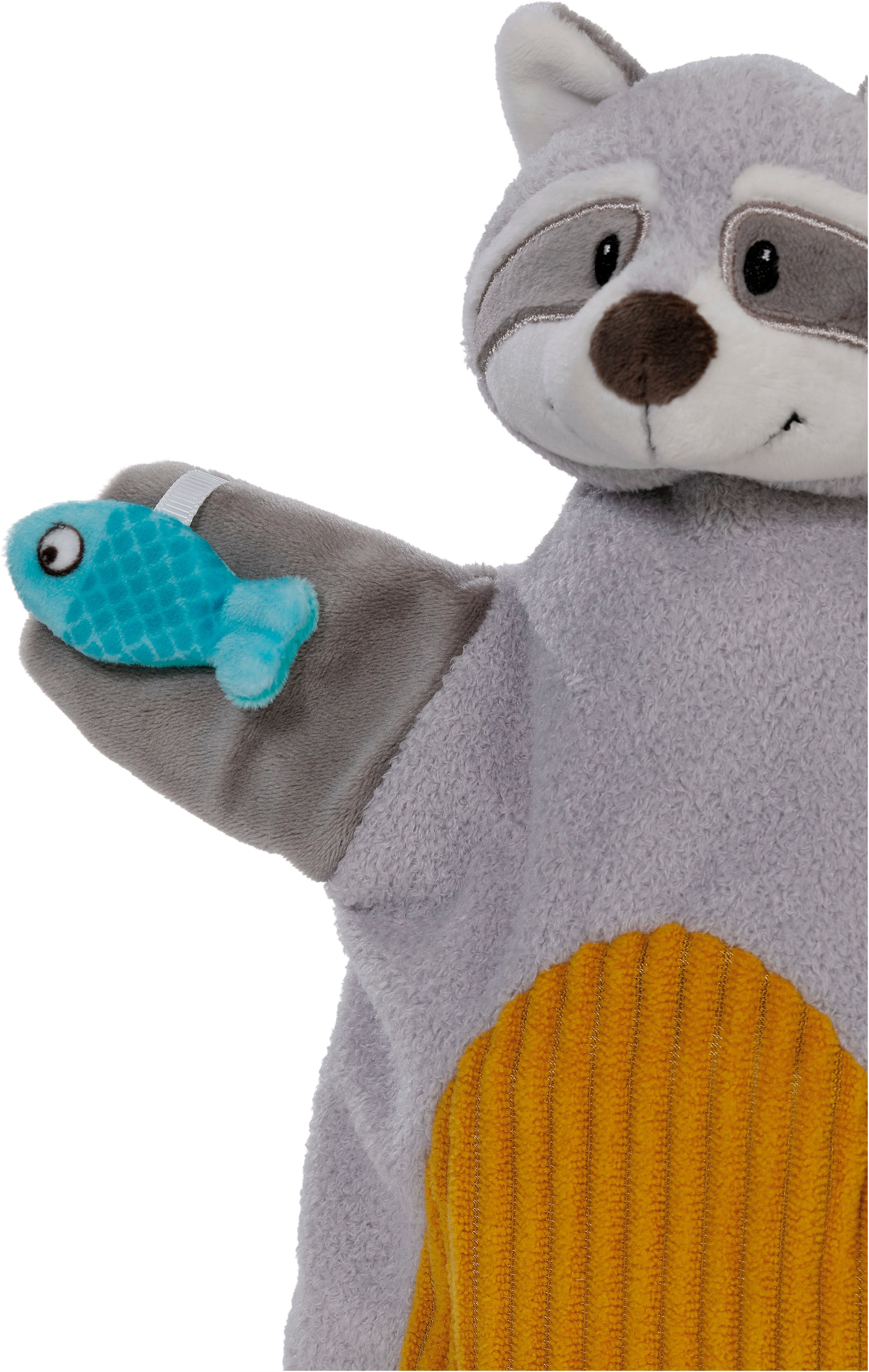 Nici Schmusetuch »My first NICI, Handpuppe Waschbär 2in1 26x25 cm«, sanfte Materialmix aus glattem und geripptem Plüsch
