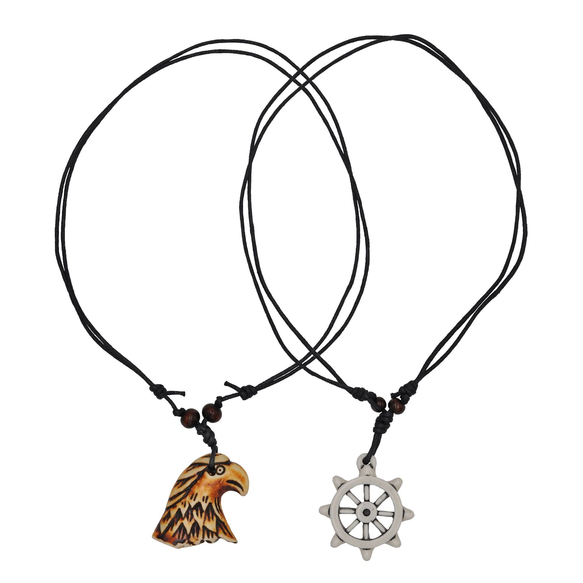 STEUER Damen Kette mit Anhänger "Adler Steuerrad Textilband schwarz", 86cm, Synthetik, L: 86 B: 36mm, bunt, Synthetik, B:36mm, Halsketten