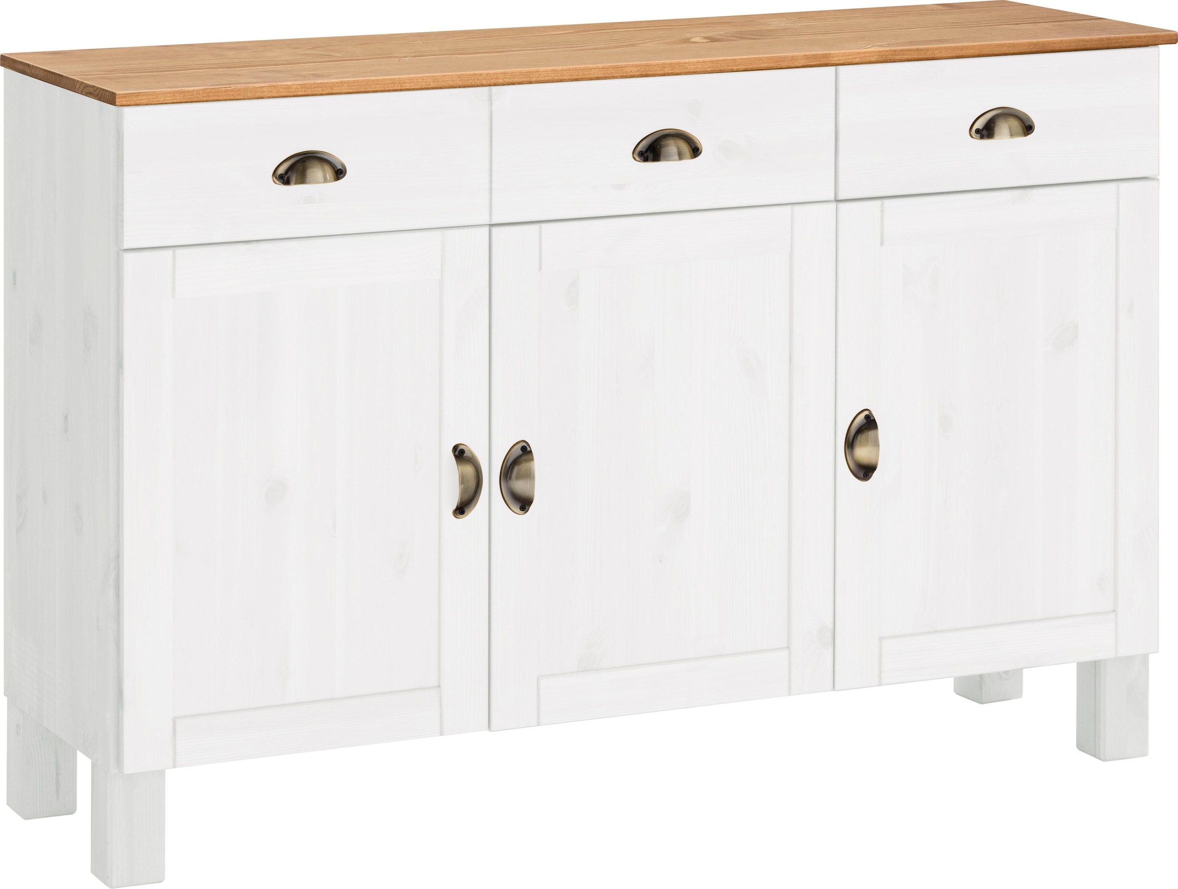 Home affaire Unterschrank »Oslo«, 125 cm breit, 38 cm tief, als Sideboard, 3 Türen, 2 Schubladen