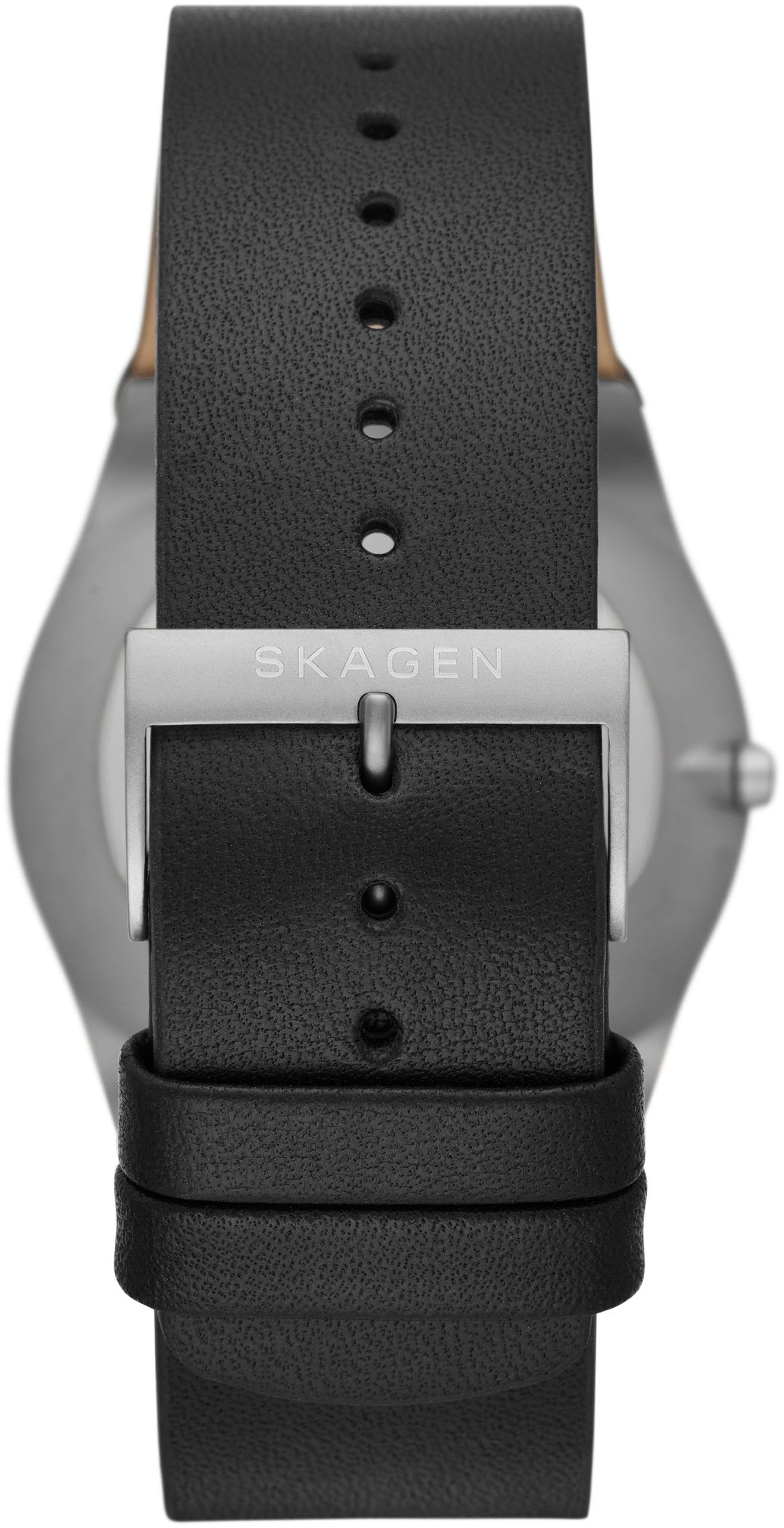 Skagen Quarzuhr »MELBYE«, Armbanduhr, Herrenuhr, Tag, Datum, analog, Lederarmband, Titan