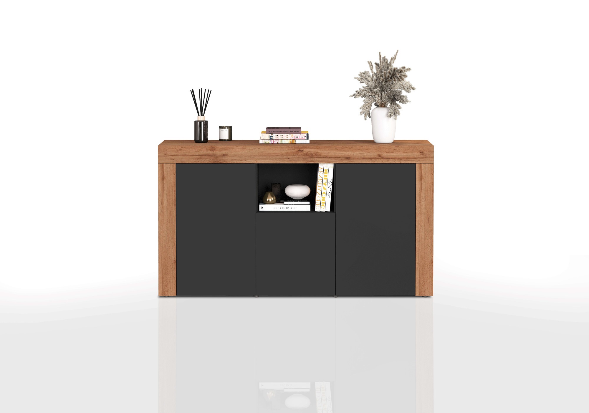 INOSIGN Sideboard "CHRONOS Breite 155 cm mit 3 Türen, 1 offenes und 6 gesch günstig online kaufen