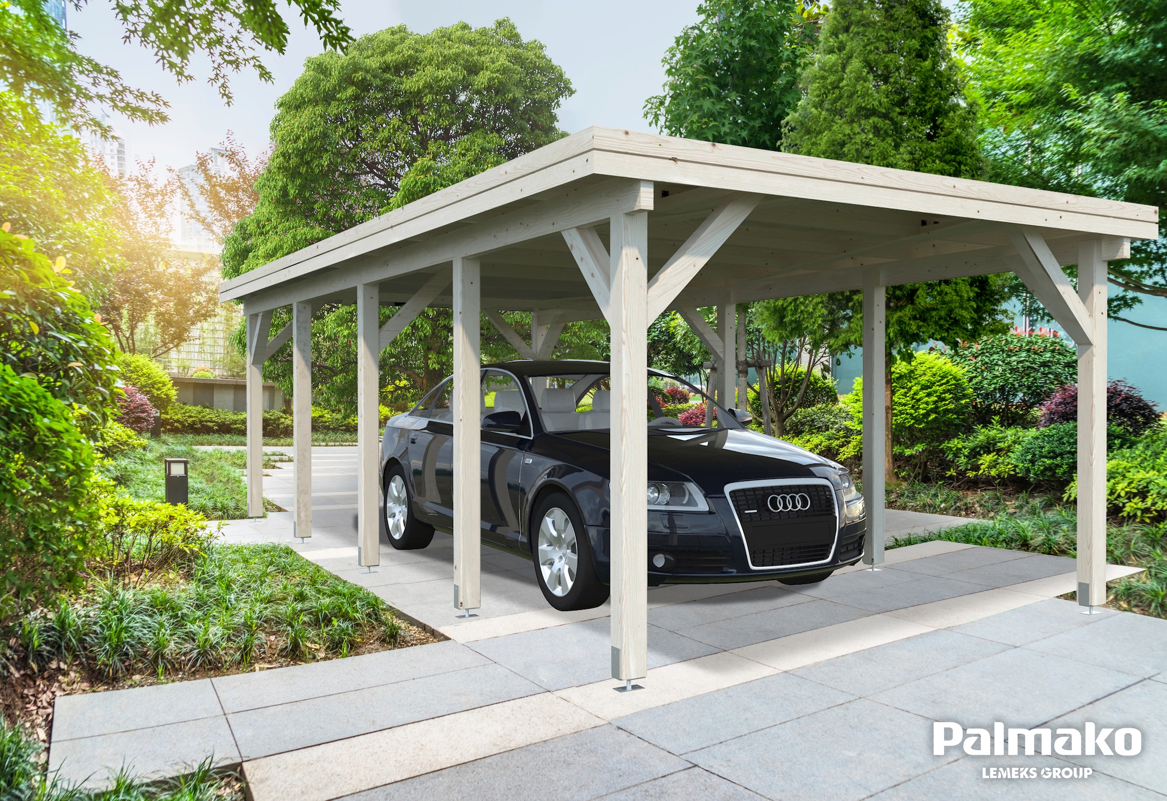 Palmako Einzelcarport »Karl«, Massivholz, natur
