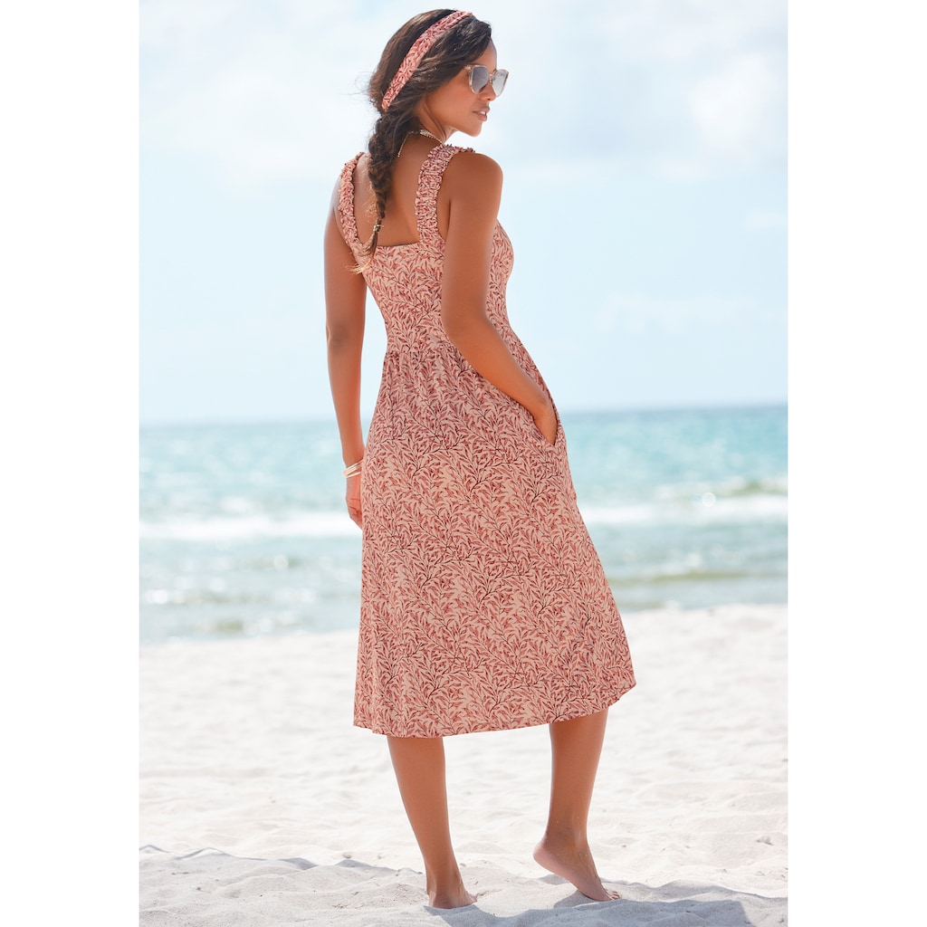 Beachtime Jerseykleid, mit Blätterdruck