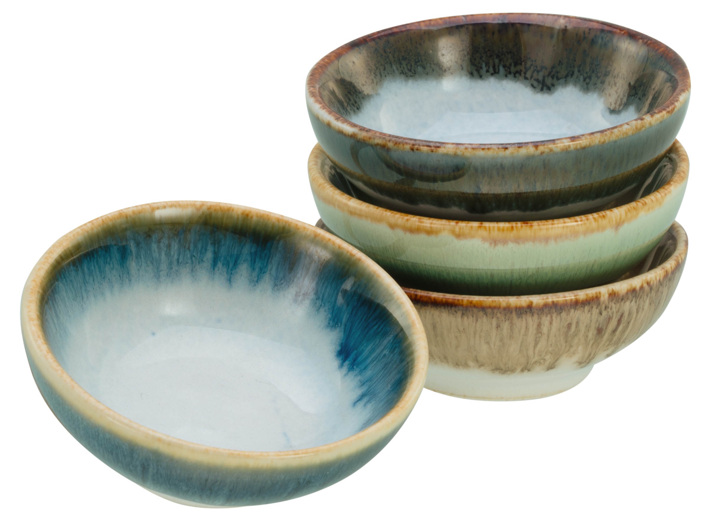 CreaTable Dipschale "Cascade, Schale 4-tlg" 4 Stk. Aus Steinzeug Rekativglasur, Healthy Food