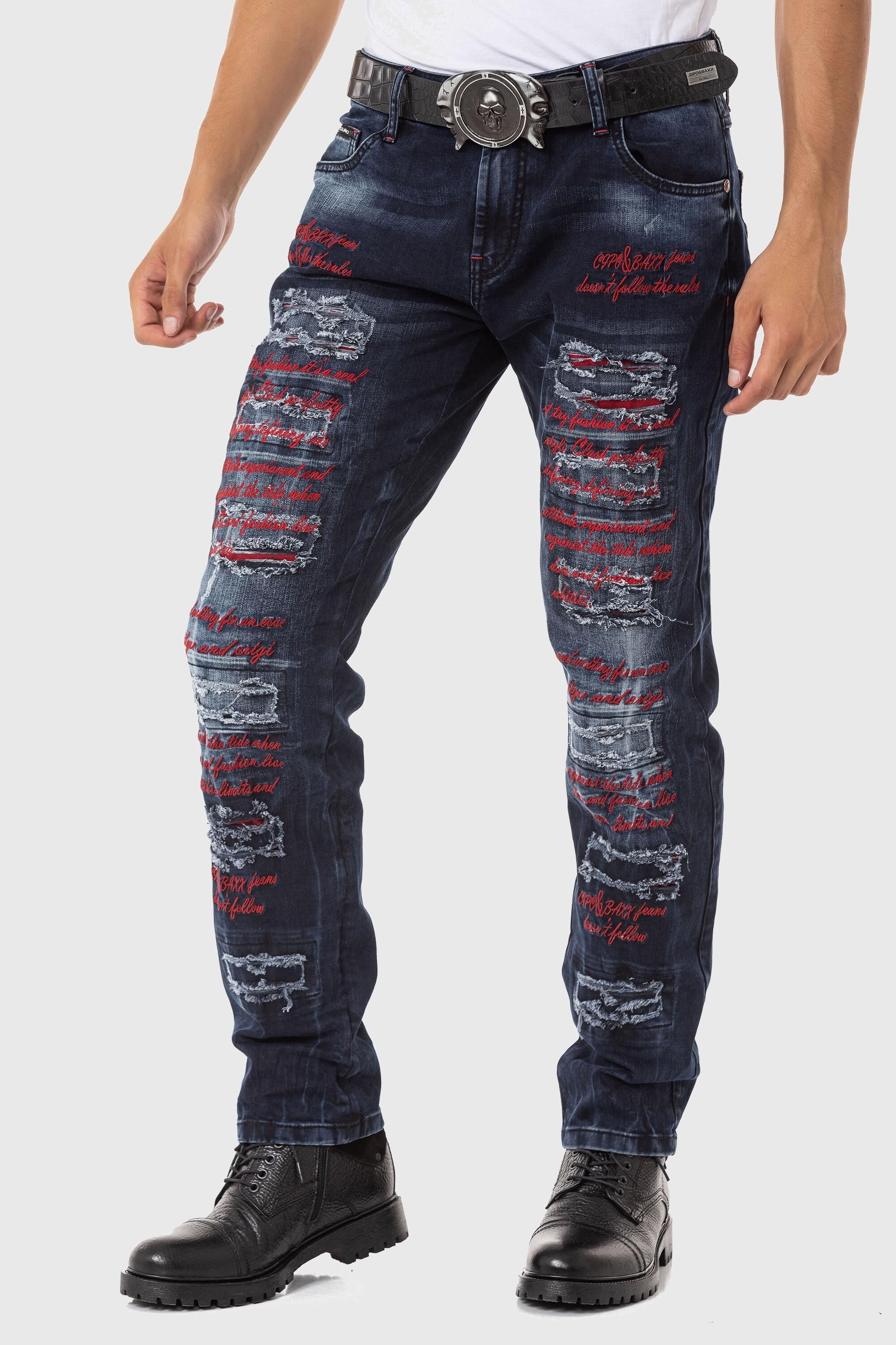 Cipo & Baxx Slim-fit-Jeans »Jeans«, mit farbigen Ziernähten