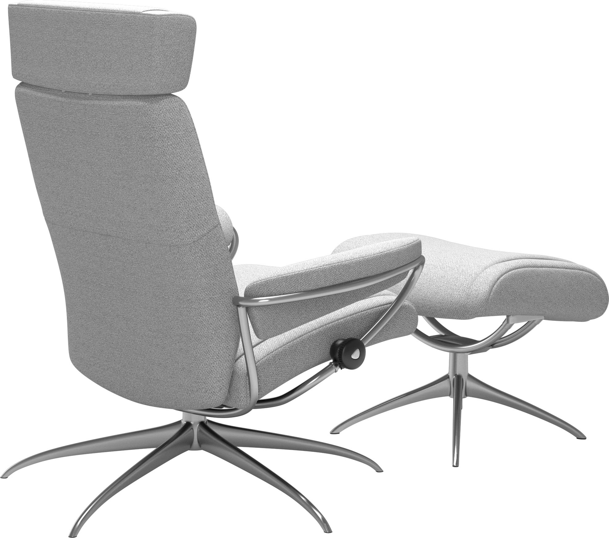Stressless® Relaxsessel »Paris«, (Set, Relaxsessel mit Hocker), mit Hocker, Low Back mit Kopfstütze, mit Star Base, Gestell Chrom