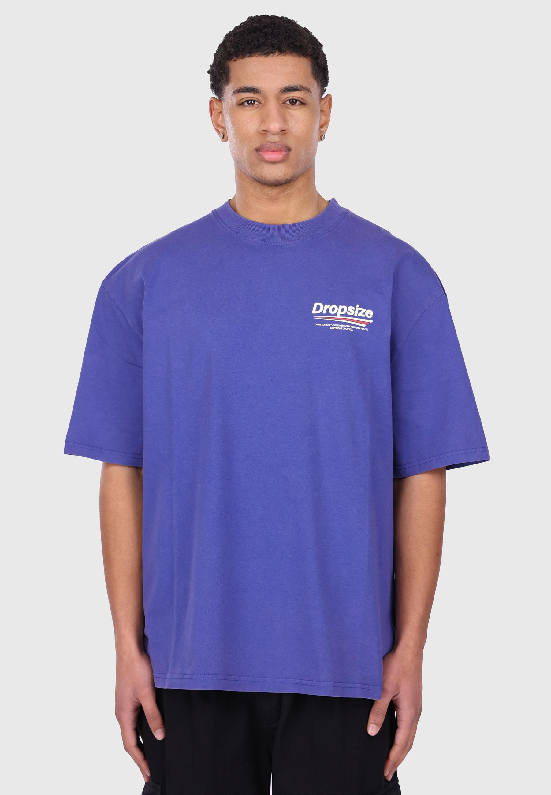 Thumbnail - Dropsize T-Shirt "Dropsize HEAVY OVERSIZE THREE LINES BLUE T-SHIRT" 1 Stk.
