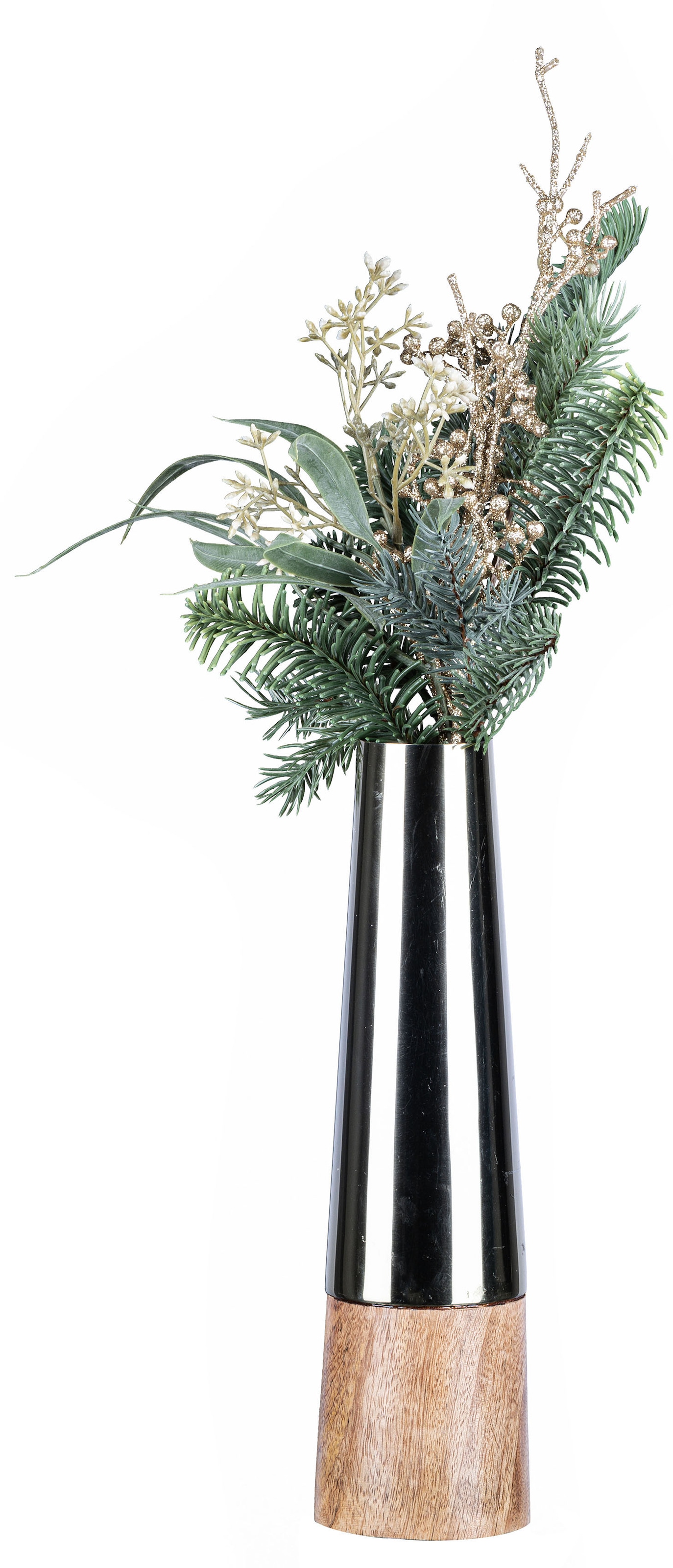 Creativ deco Dekovase »Weihnachtsdeko«, (Set, 2 St., 1 Vase, 1 Bouquet), mit hübschem Tannen-Mix-Bouquet