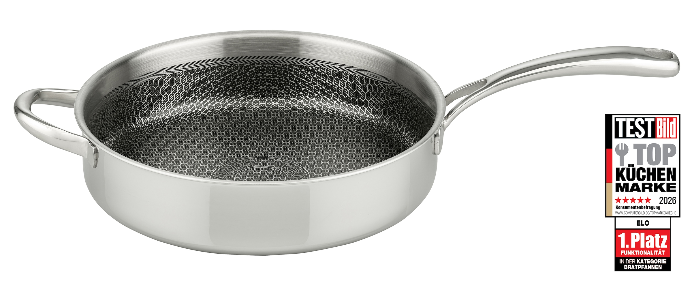 Elo Premium "Relief Evolution Schmorpfanne" Edelstahl 18/10 1 tlg. tlg. durchgehender Aluminium-Kern, außen magnetischer Edelstahl