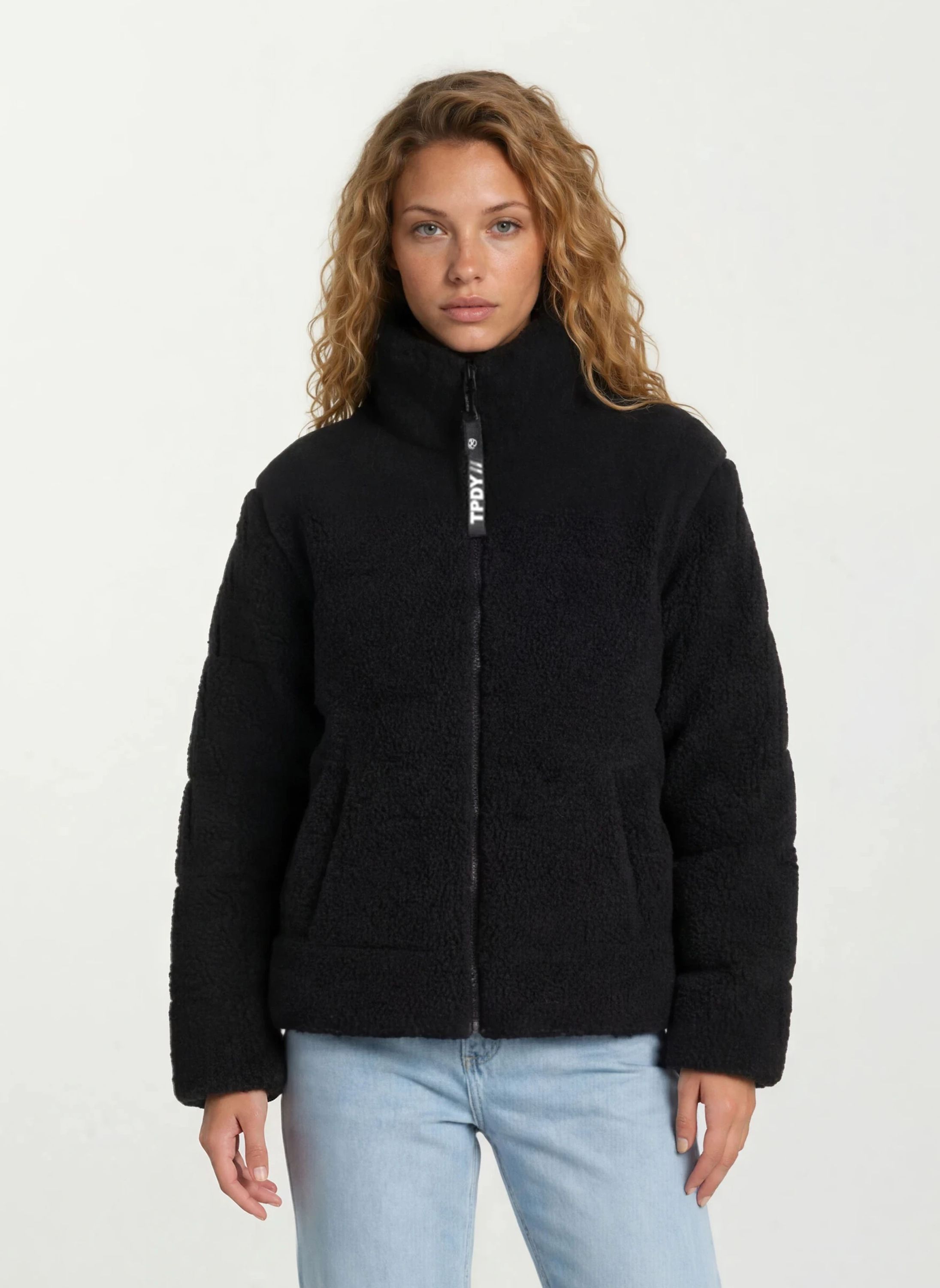 trueprodigy Winterjacke "Lean F Teddy-Jacke mit Stehkragen und Eingrifftaschen" ohne Kapuze