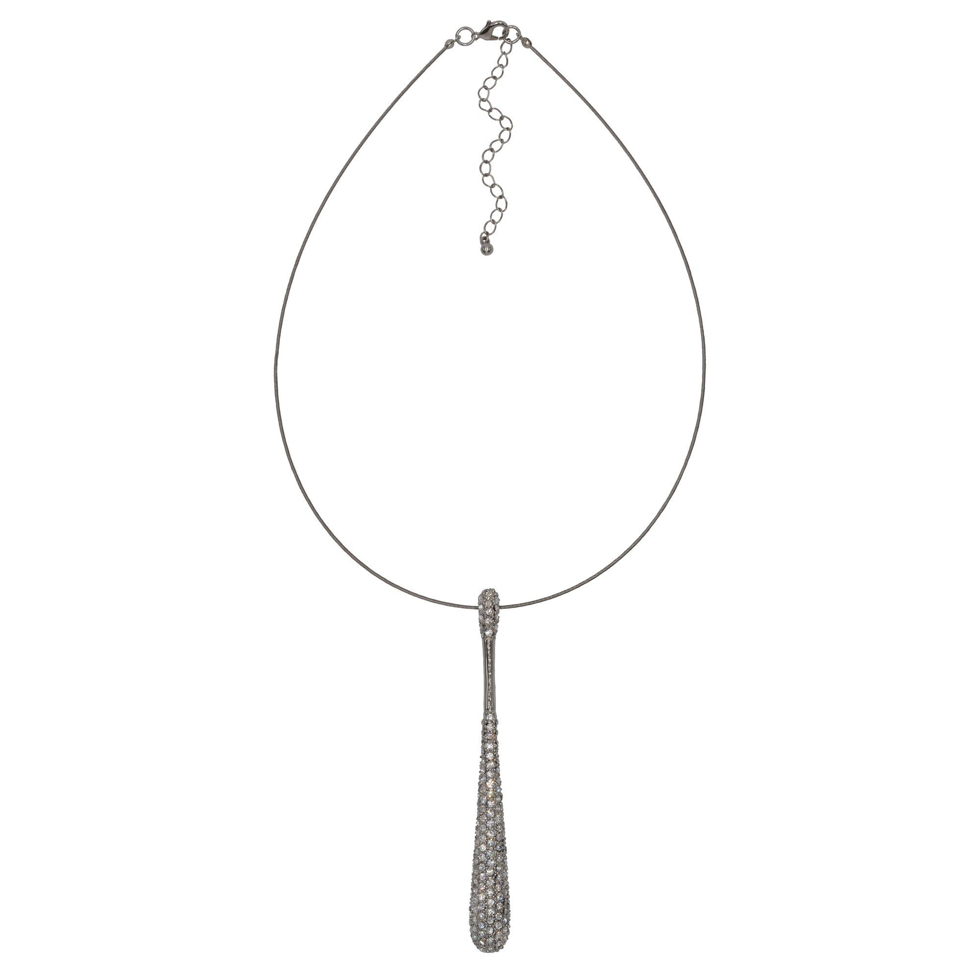 Kette mit Anhänger STEUER "Metall silberfarben glanz Glasstein weiß", silber, Halsketten, Damen, 52cm, Metall, L: 52, glänzend