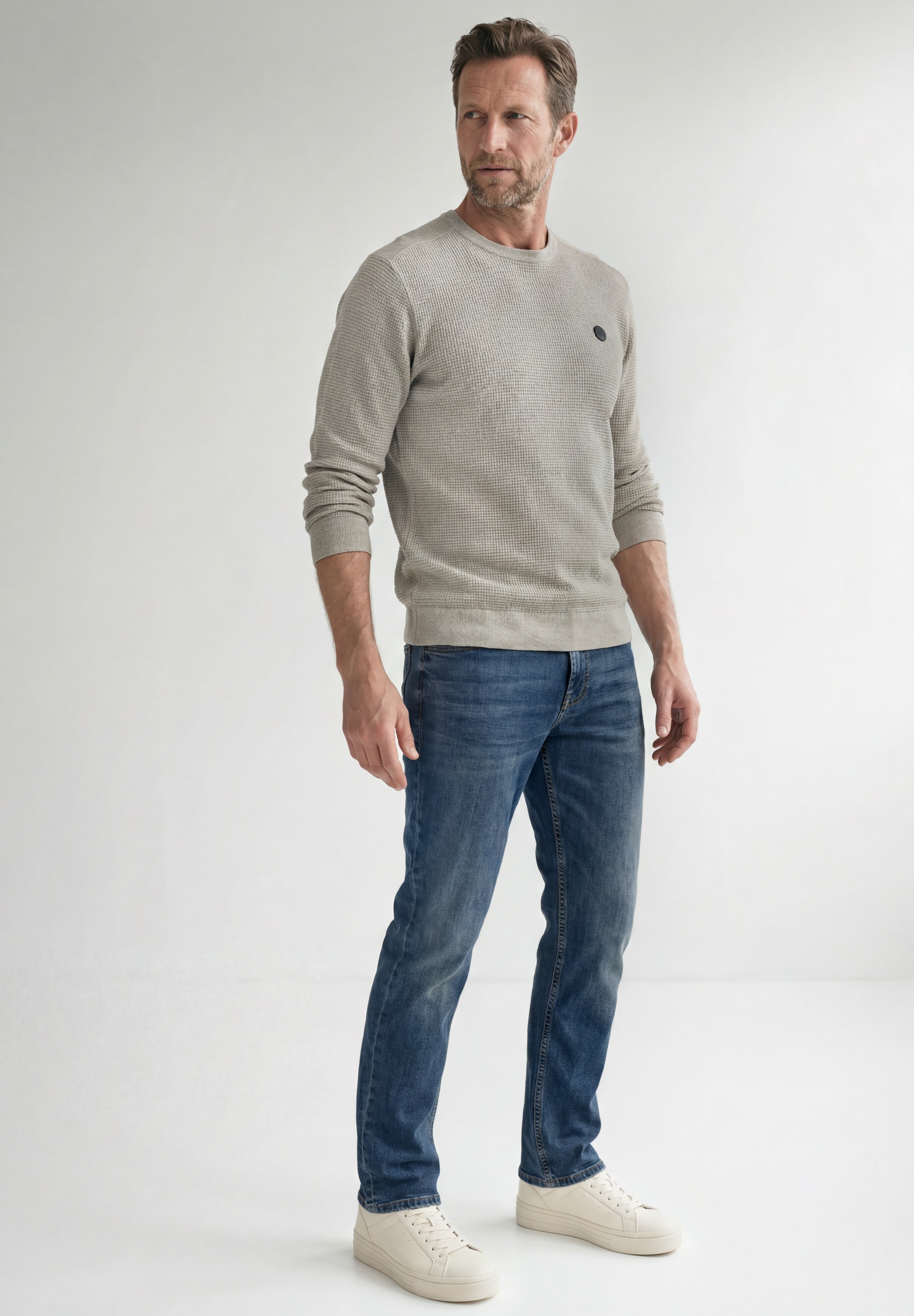 STREET ONE MEN Strickpullover aus reiner Baumwolle