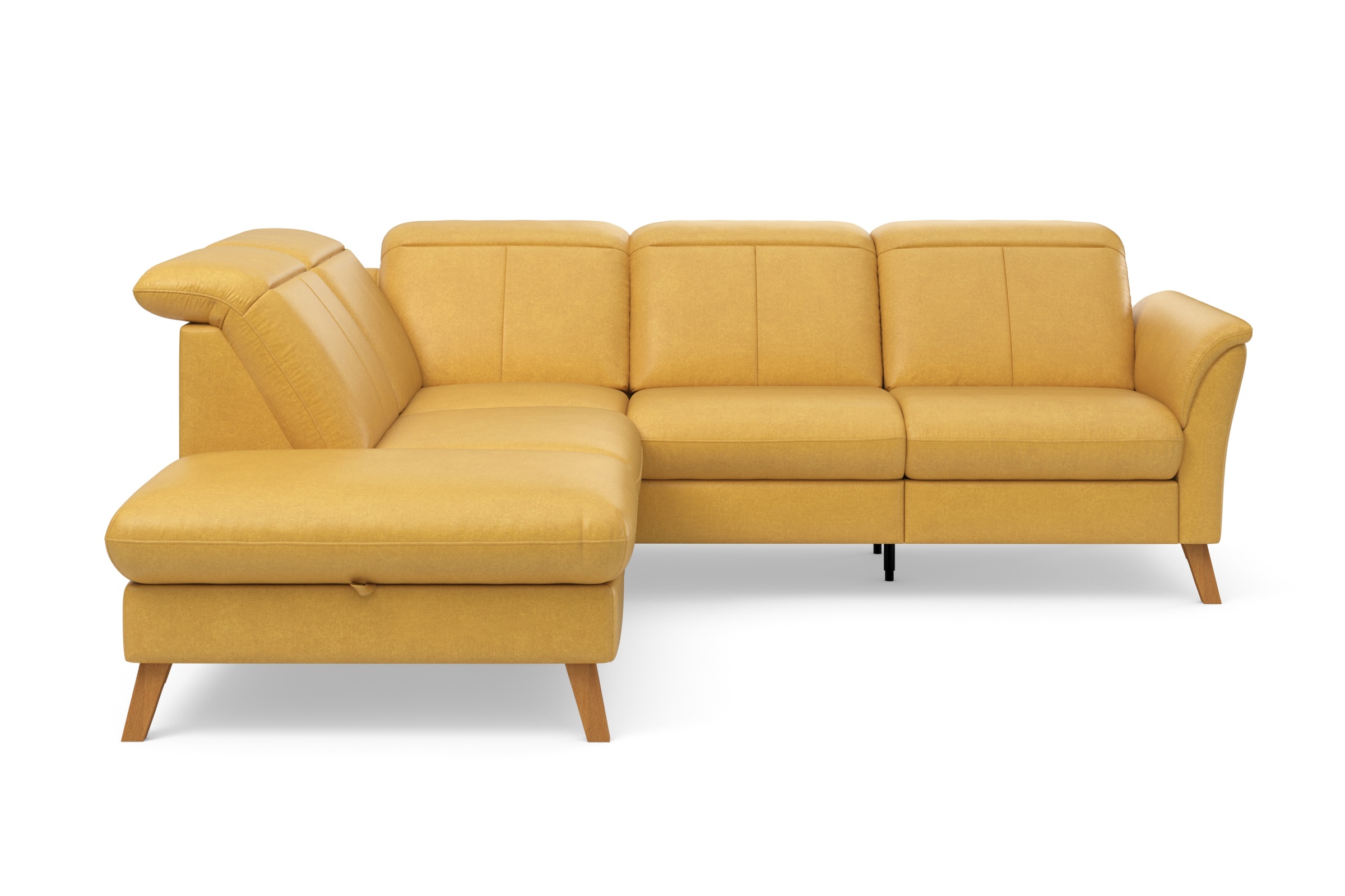 Ecksofa SIT & MORE "Romero L-Form", gelb (dijon), B:250cm H:91cm T:220cm, 100% Polyester, Sofas, Ecksofa, wahlweise mit oder ohne TV-Funktion, Bettfunktion, Bettkasten 10