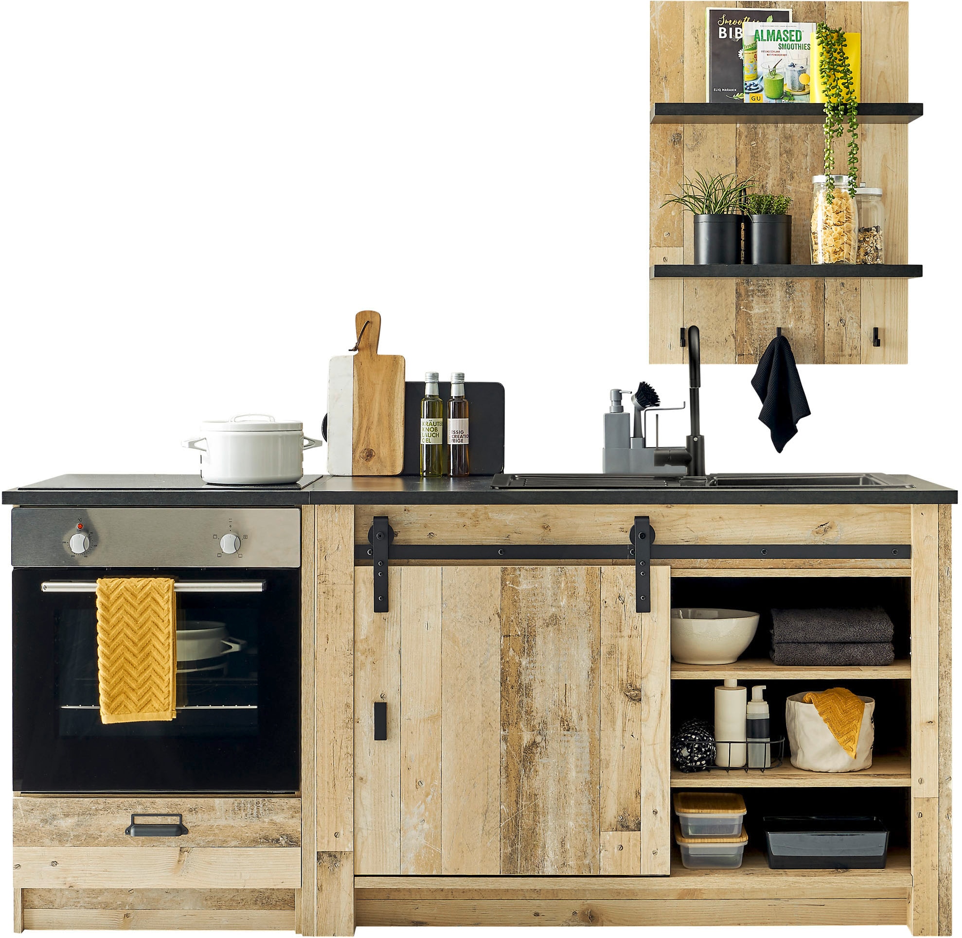 Home affaire Küchenzeile »Sherwood«, Breite 196 cm, mit Herdumbauschrank, ohne E-Geräte