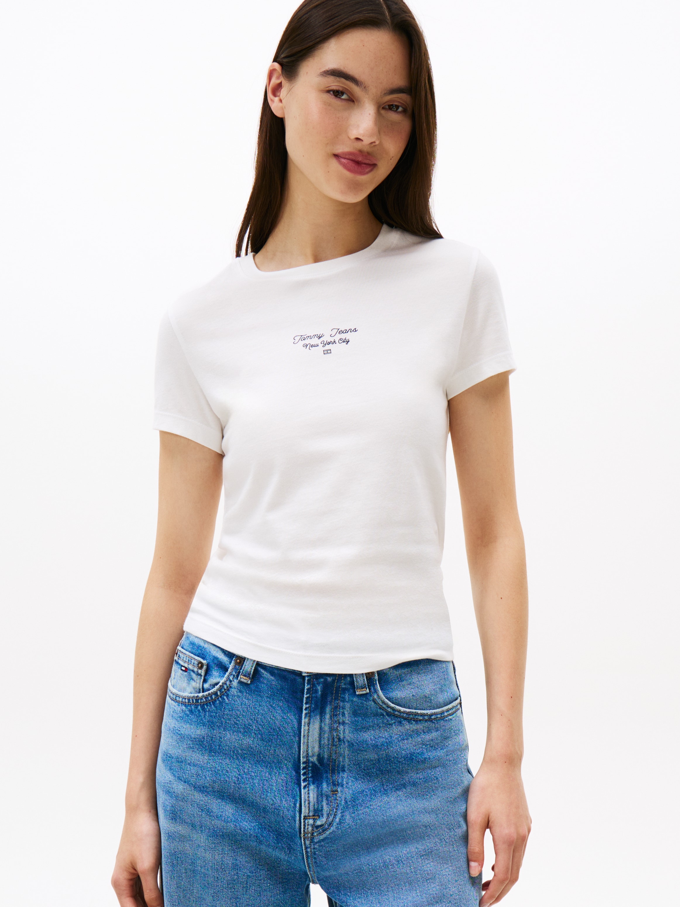 Tommy Jeans Kurzarmshirt "TJW SLIM ESS LOGO 1 TEE EXT" günstig online kaufen