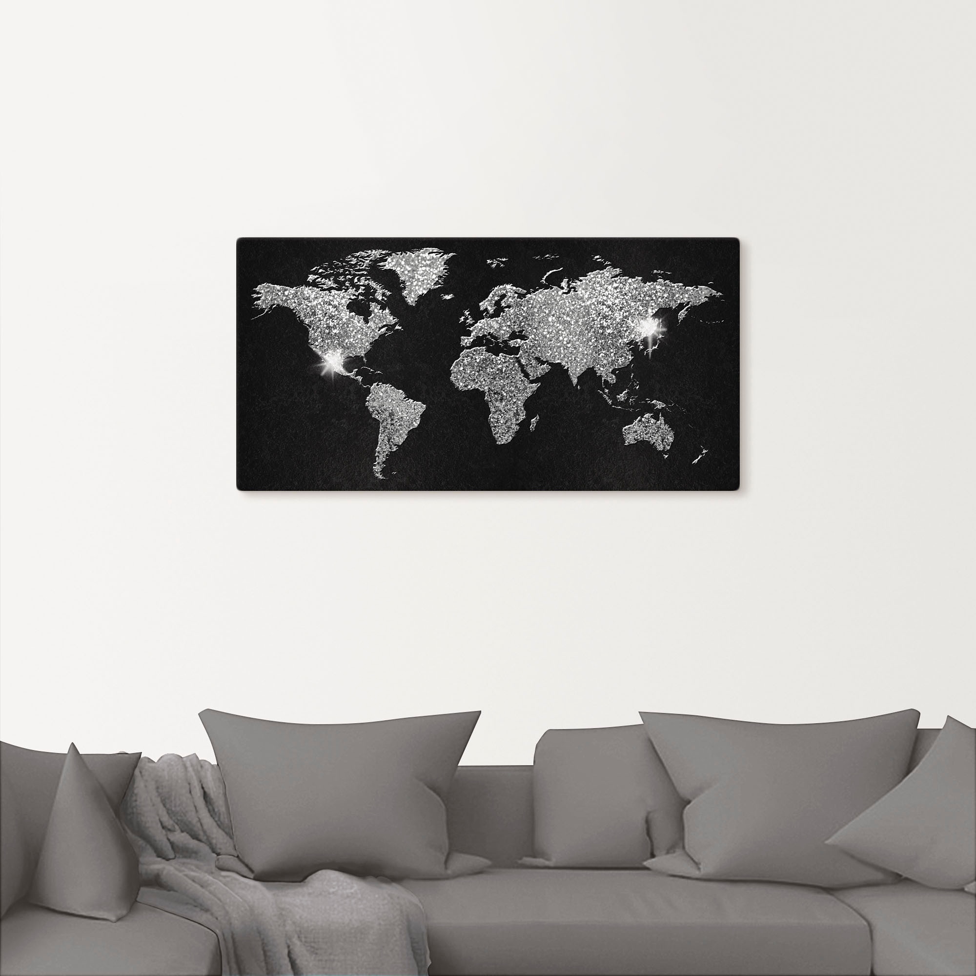 Artland Wandbild (1 Größen als »Weltkarte Alubild, in BAUR versch. kaufen Leinwandbild, & Glitzer«, St.), Land- | Weltkarten, Wandaufkleber Poster oder