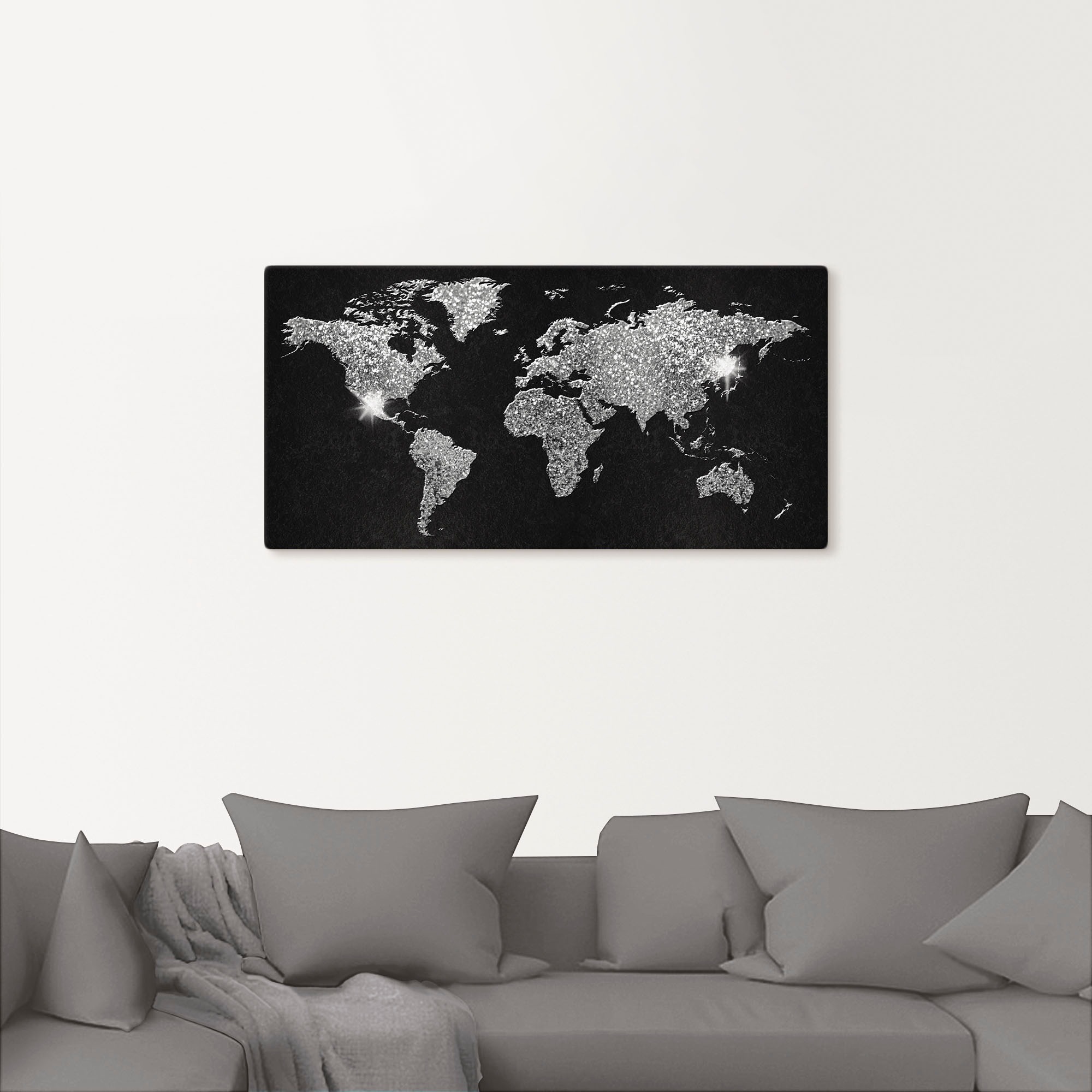 Artland Wandbild "Weltkarte Glitzer" Land- & Weltkarten 1 Stk. tlg. als Alu günstig online kaufen