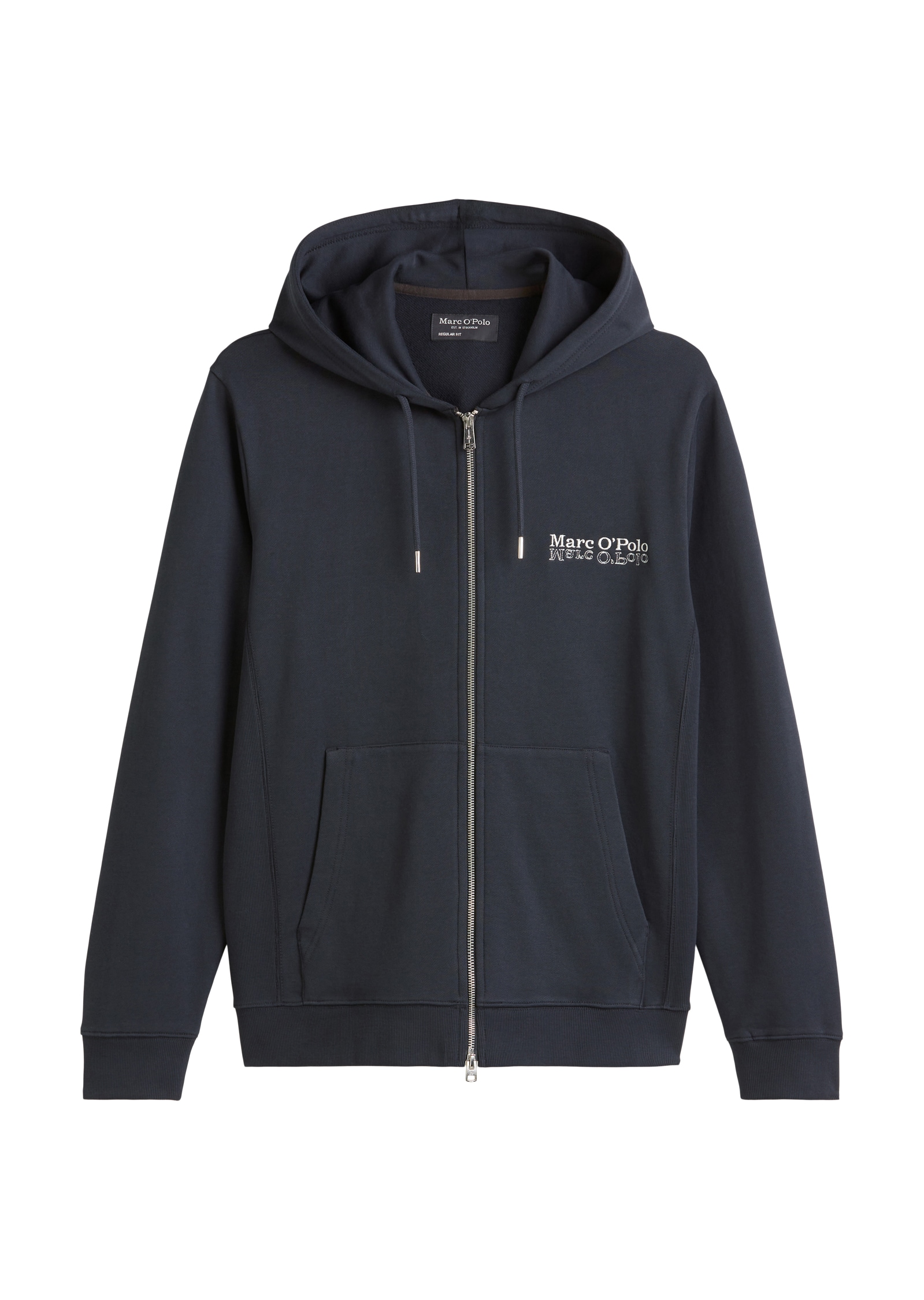 Marc O'Polo Kapuzensweatjacke, mit elastischen Rippeinsätzen seitlich