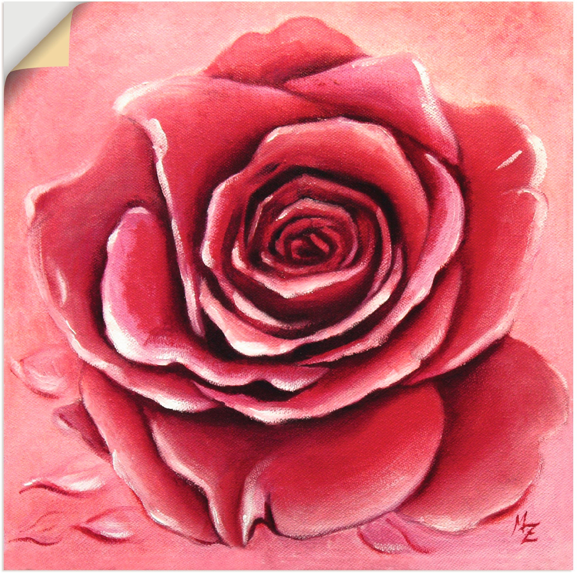 Artland Wandbild "Rote Rose handgemalt", Blumen, (1 St.), als Alubild, Outd günstig online kaufen