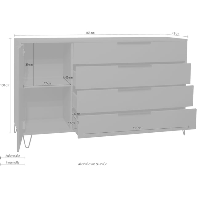 Mäusbacher Highboard »Bonnie«, Breite 168 cm mit Drahtgestell | BAUR