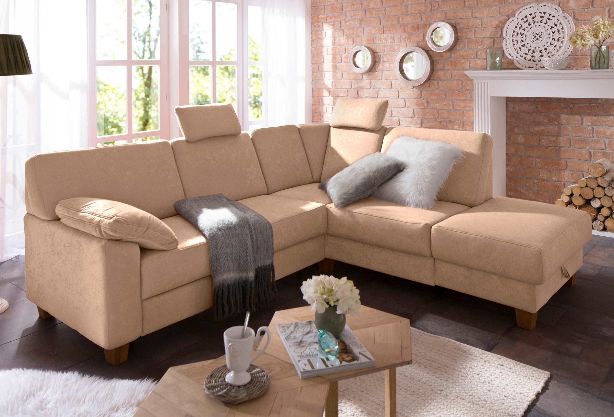 Thumbnail - Home affaire Ecksofa "Belfort L-Form", mit Federkern, wahlweise mit Bettfunktion und Stauraum