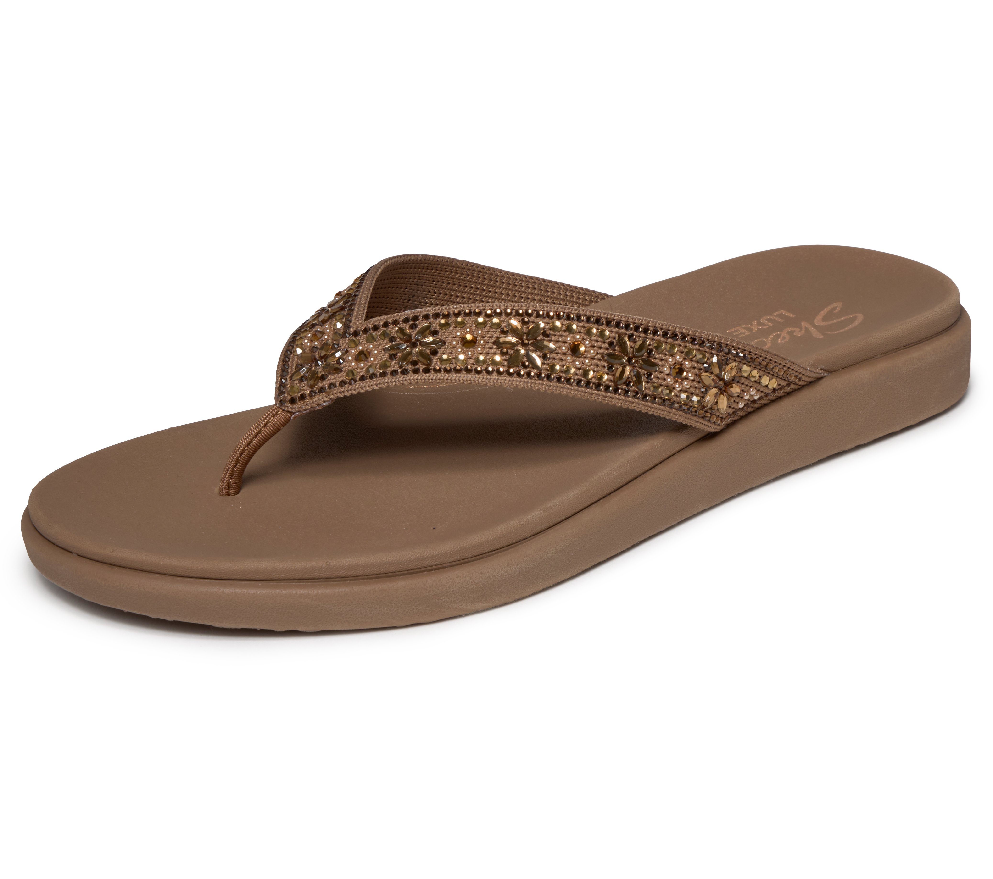 Skechers Zehentrenner "Meditation Luxe" Sommerschuh, Strandschuh, Urlaubsschuh Mit Glitzersteine