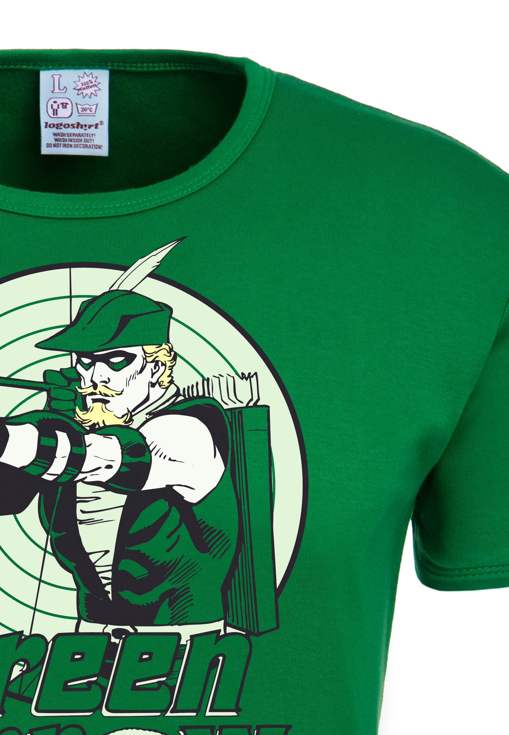 LOGOSHIRT T-Shirt »Green Arrow«, mit coolem Frontprint