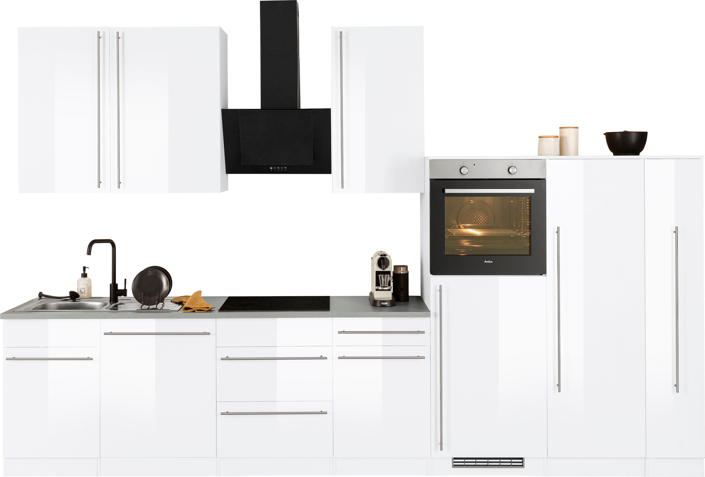 wiho Küchen Küchenzeile »Chicago«, mit E-Geräten, Breite 360 cm kaufen |  BAUR